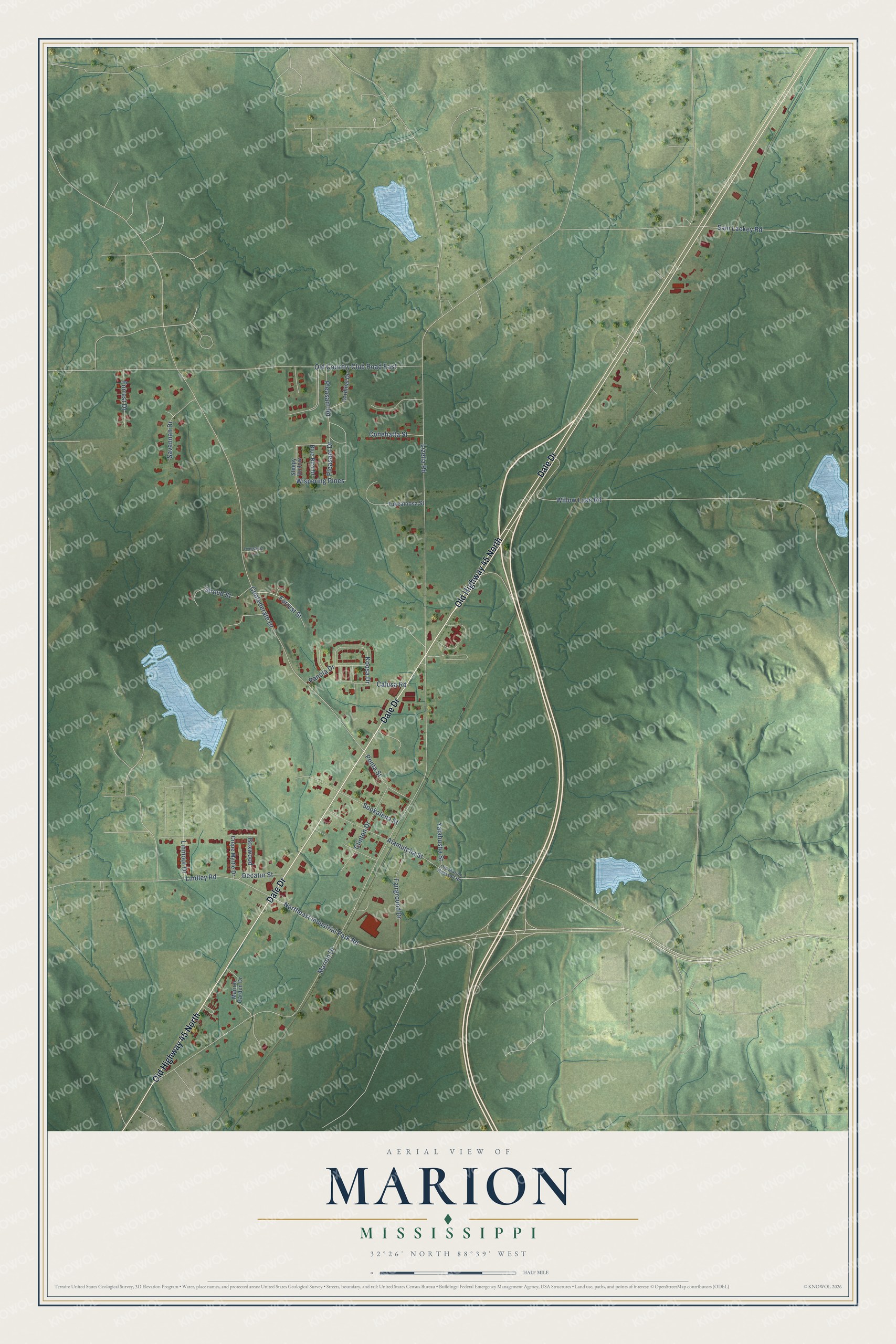 Watermarked full-map preview of Marion, Mississippi
