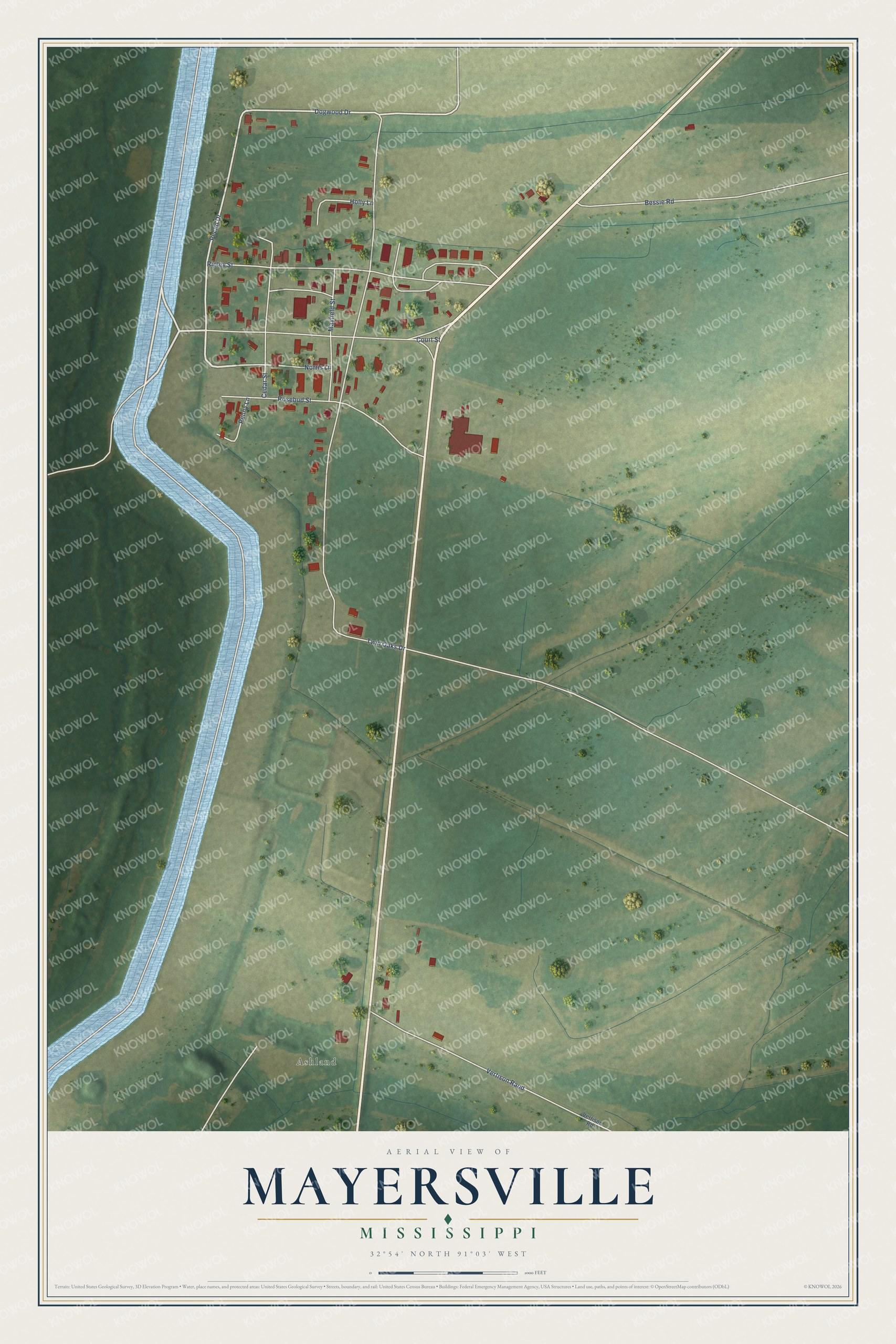 Watermarked full-map preview of Mayersville, Mississippi