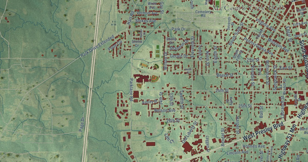 Map of McComb, Mississippi in 2026
