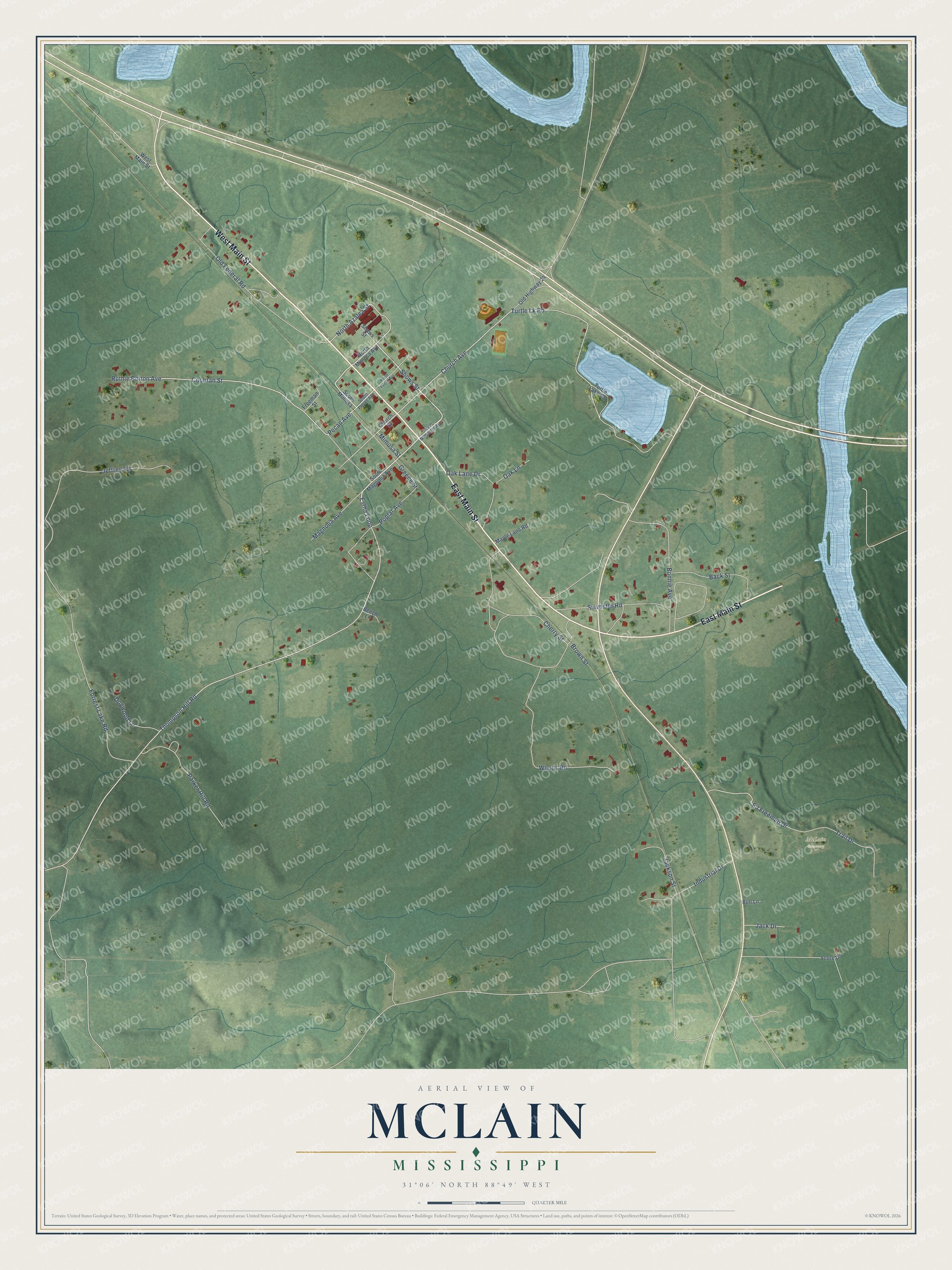 Watermarked full-map preview of McLain, Mississippi