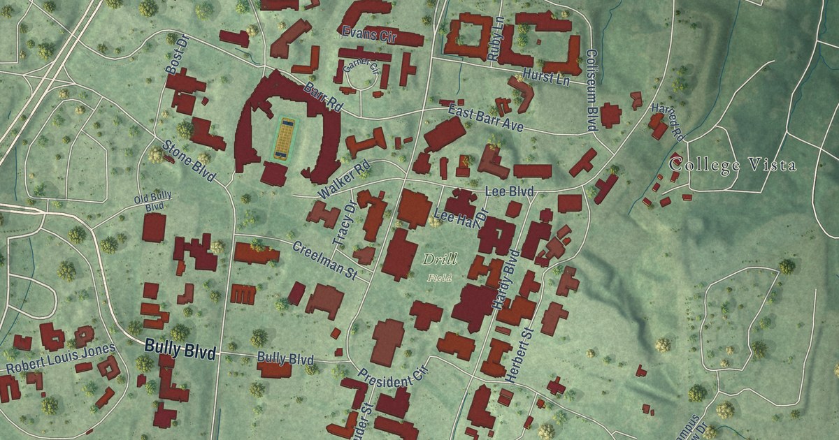 Map of Mississippi State, Mississippi in 2026