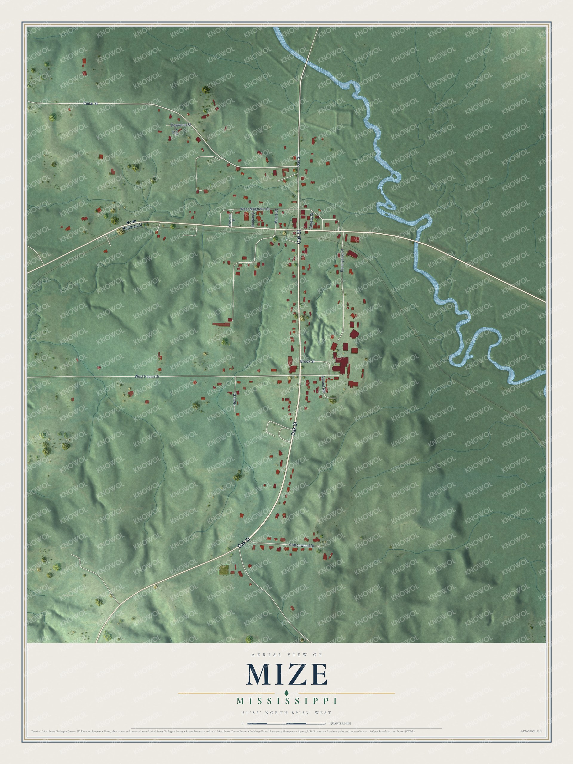 Watermarked full-map preview of Mize, Mississippi