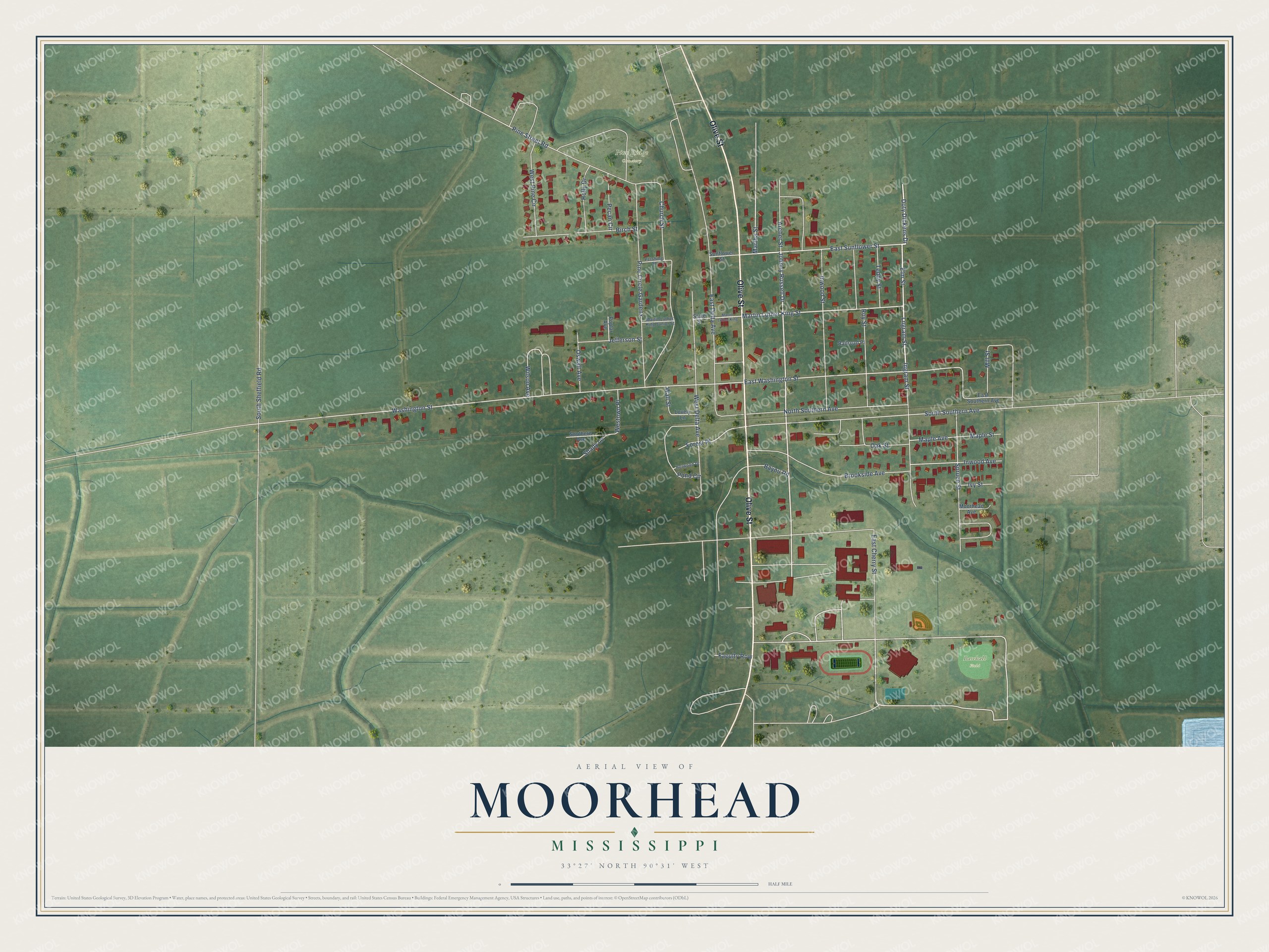 Watermarked full-map preview of Moorhead, Mississippi