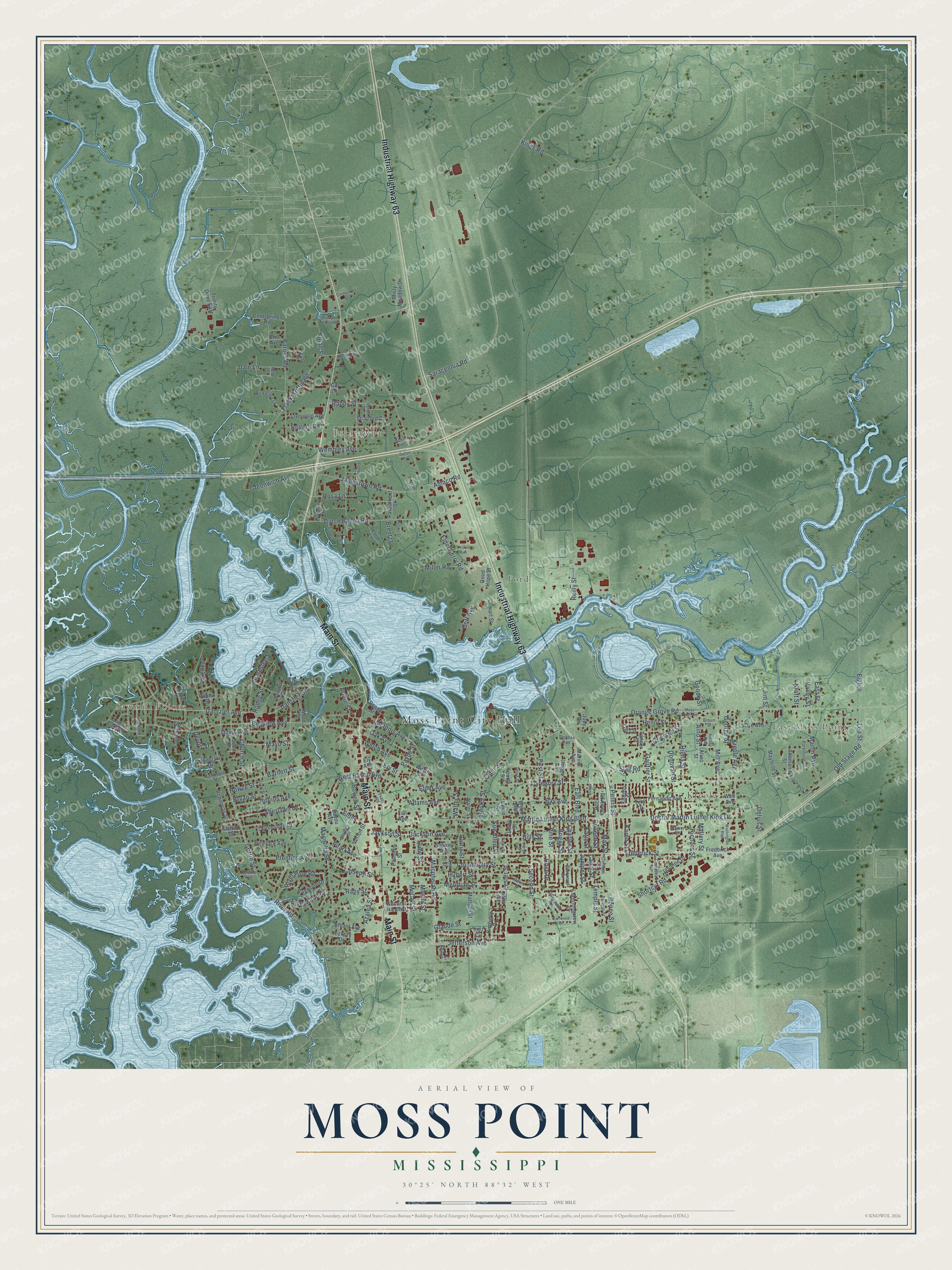 Watermarked full-map preview of Moss Point, Mississippi
