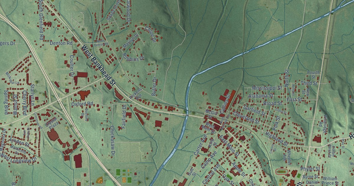 Map of New Albany, Mississippi in 2026