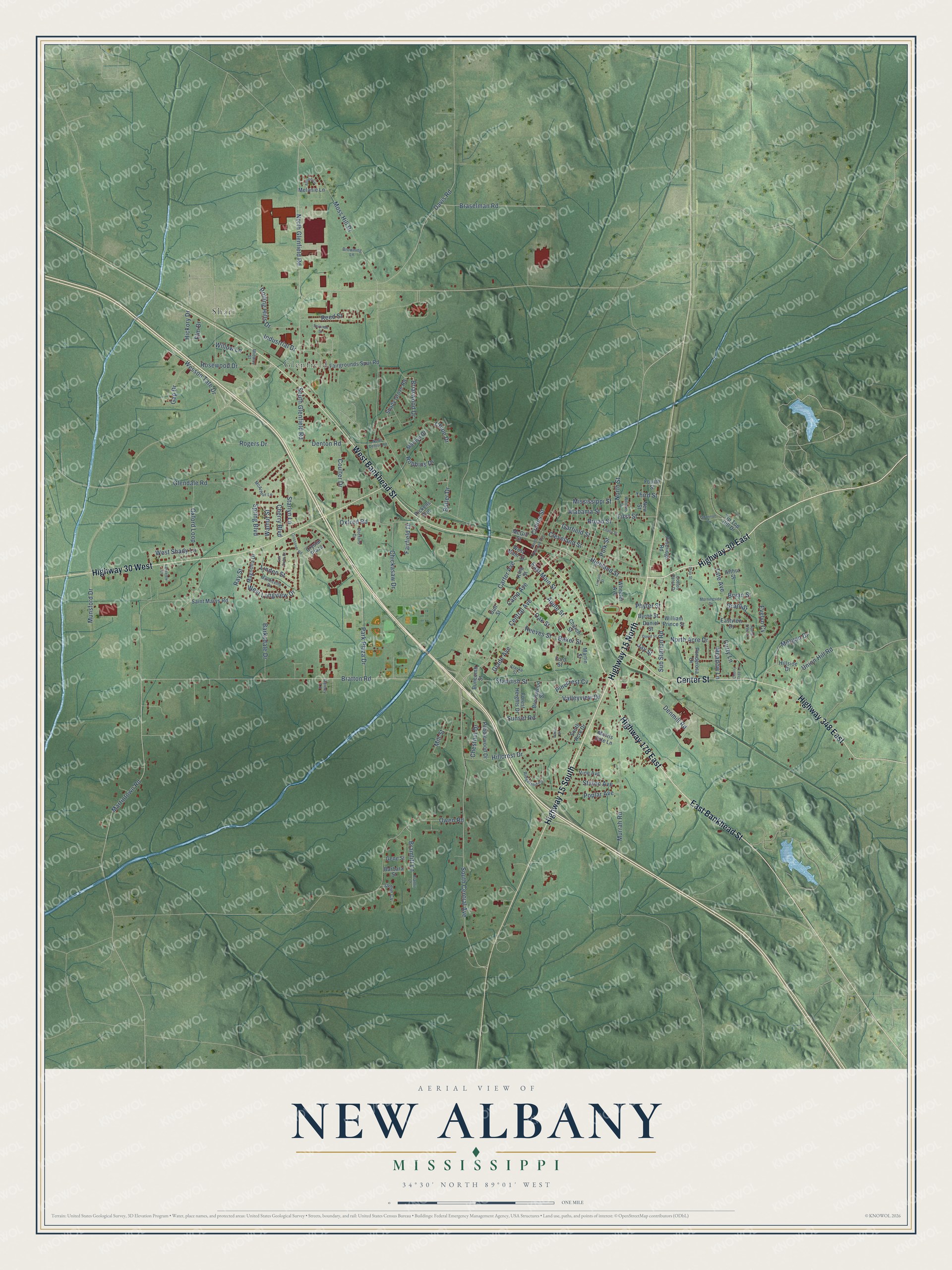 Watermarked full-map preview of New Albany, Mississippi