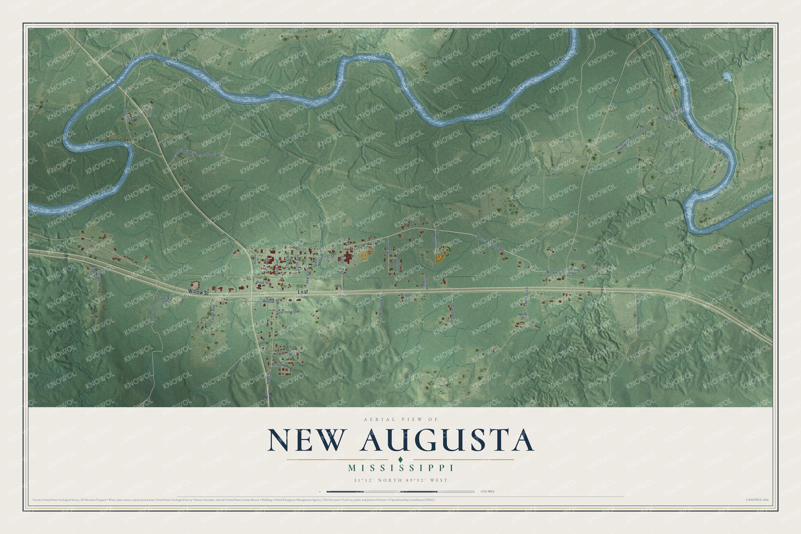 Watermarked full-map preview of New Augusta, Mississippi