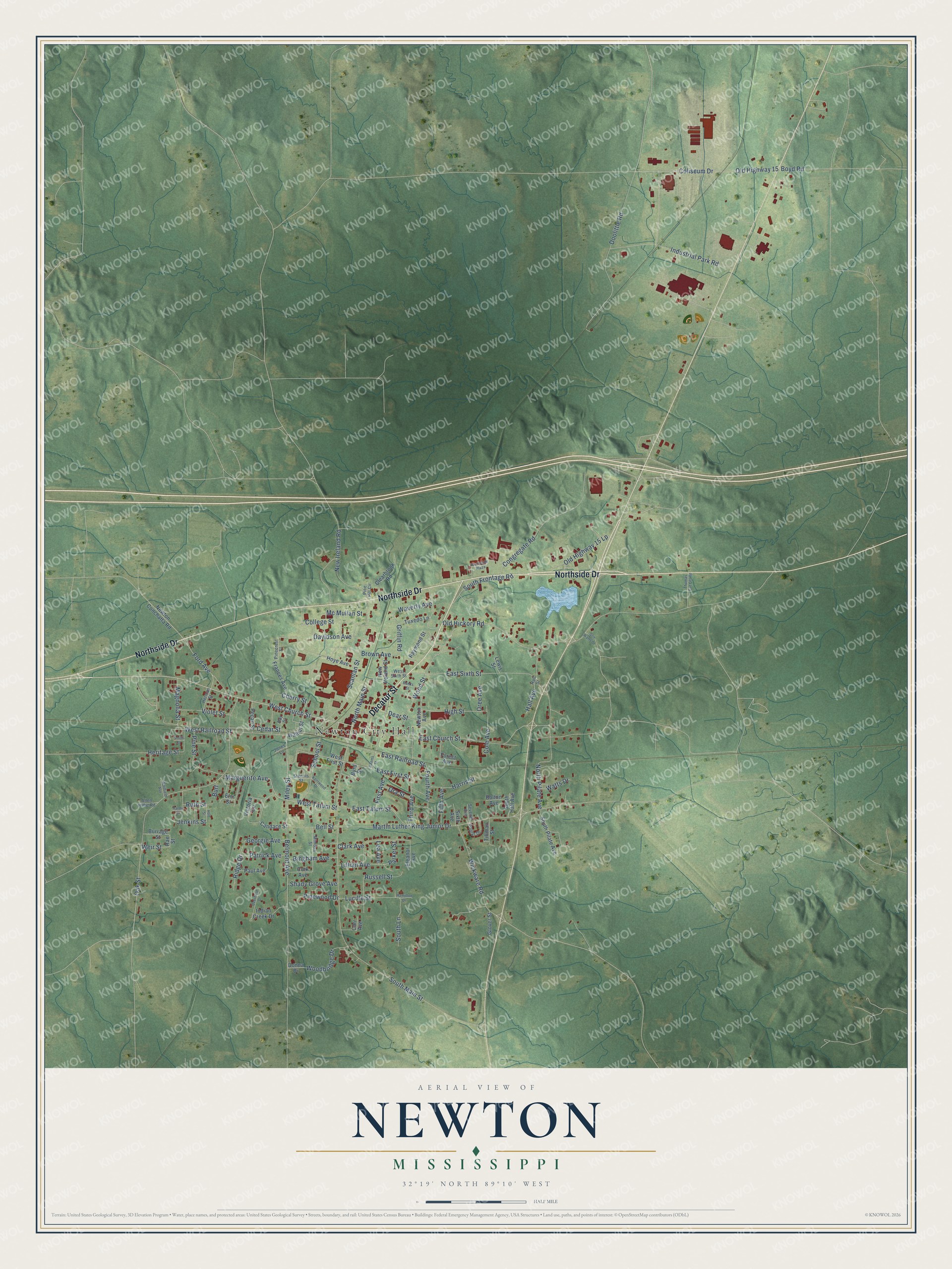 Watermarked full-map preview of Newton, Mississippi