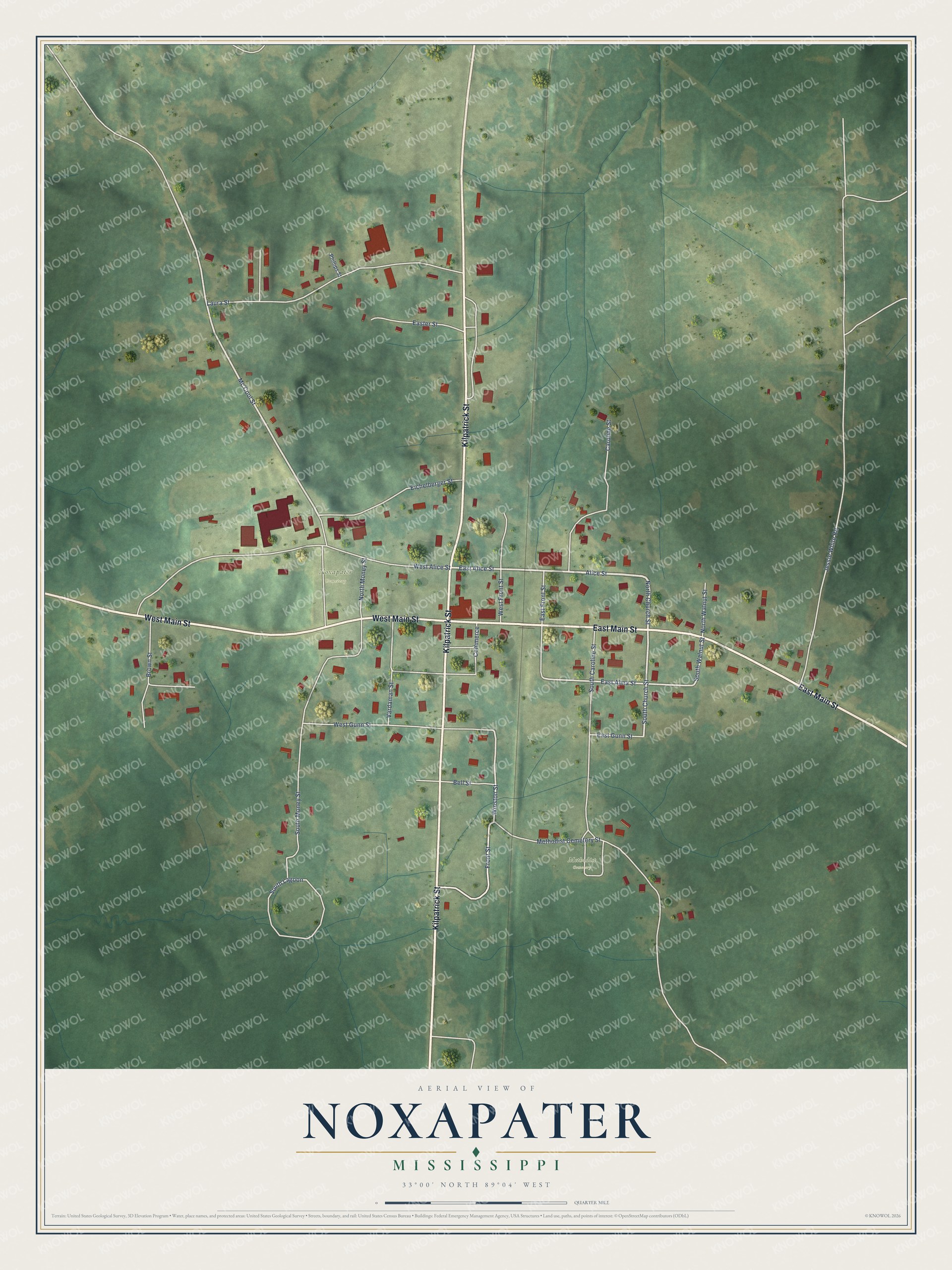 Watermarked full-map preview of Noxapater, Mississippi