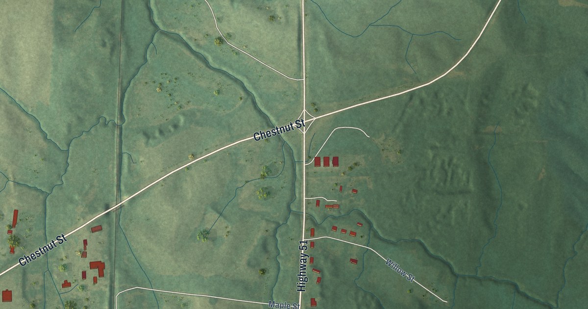 Map of Oakland, Mississippi in 2026