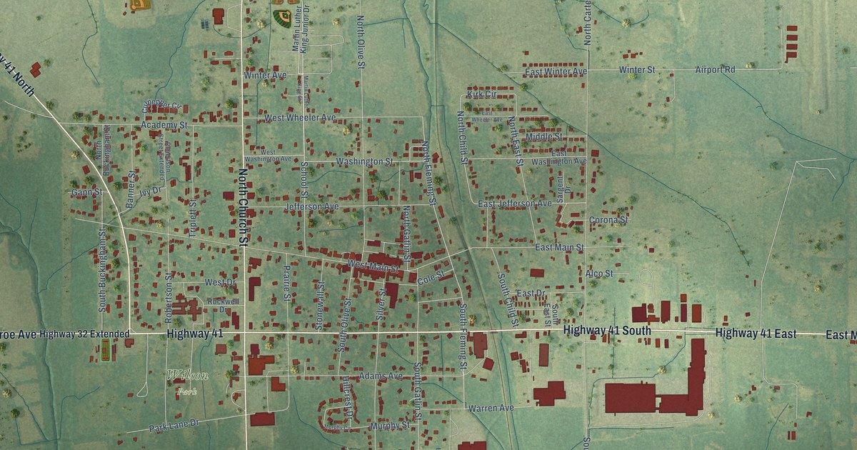 Map of Okolona, Mississippi in 2026