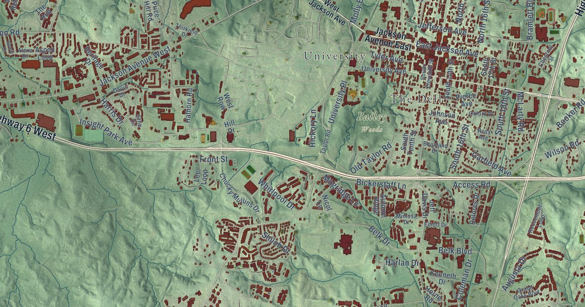 Map of Oxford, Mississippi in 2026