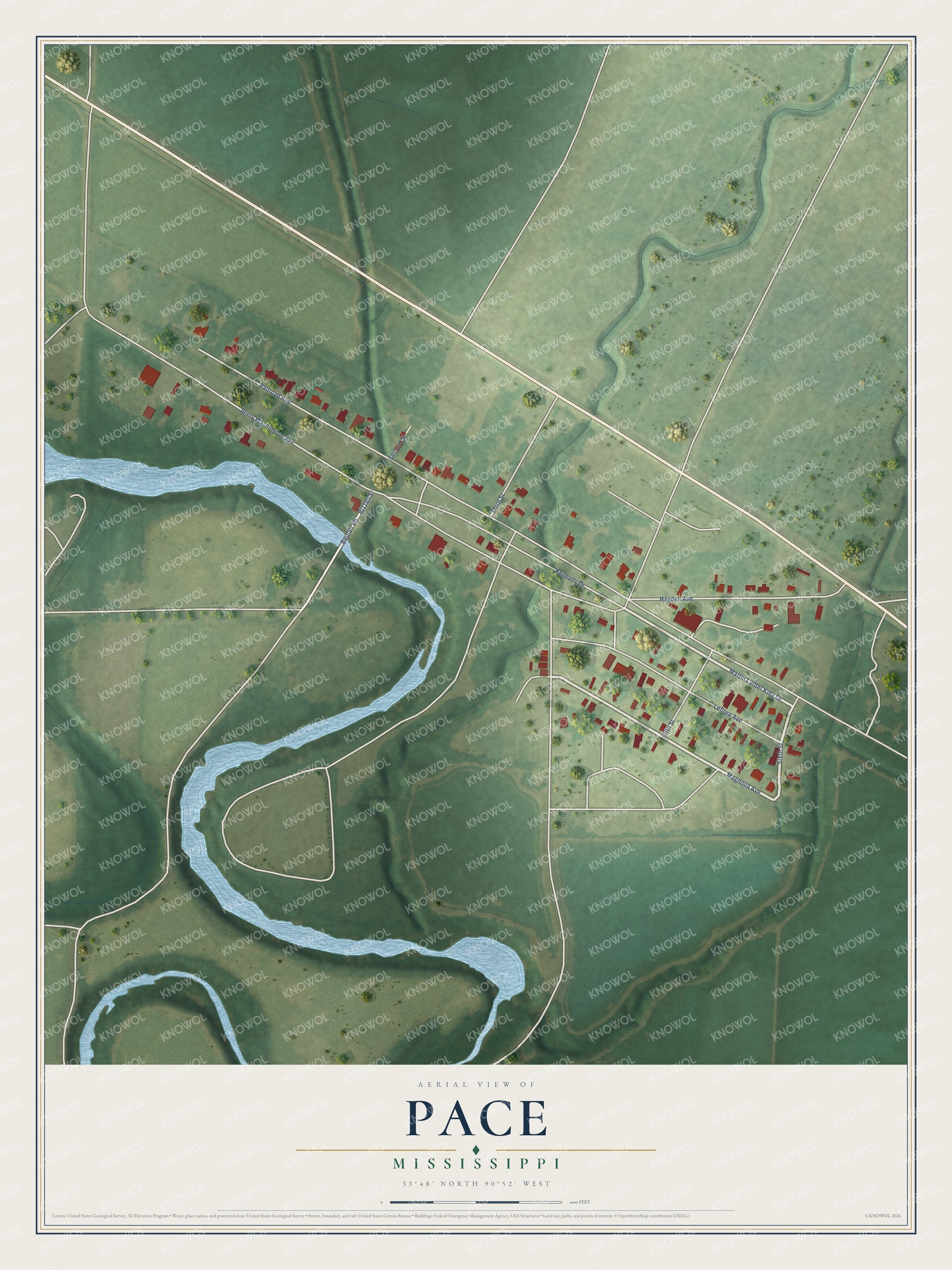 Watermarked full-map preview of Pace, Mississippi