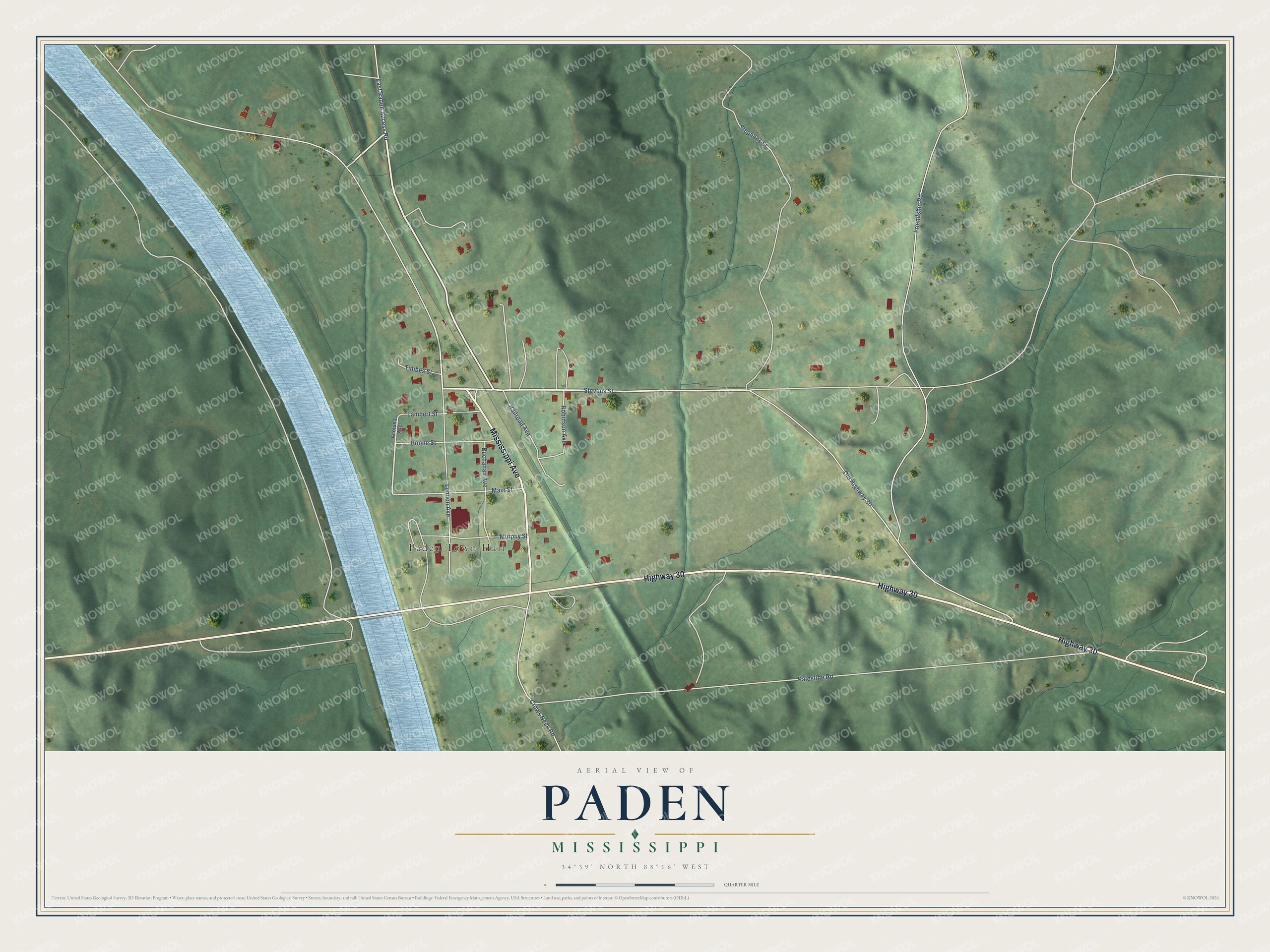 Watermarked full-map preview of Paden, Mississippi