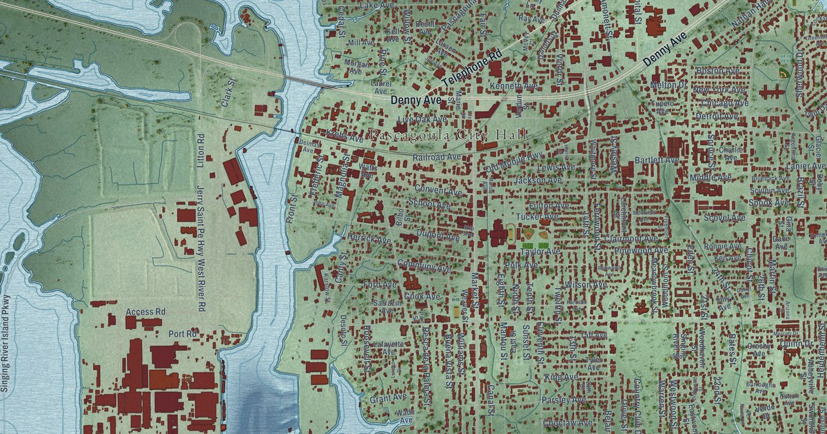 Map of Pascagoula, Mississippi in 2026