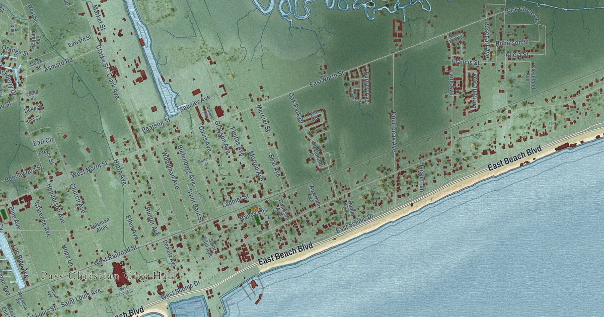 Map of Pass Christian, Mississippi in 2026