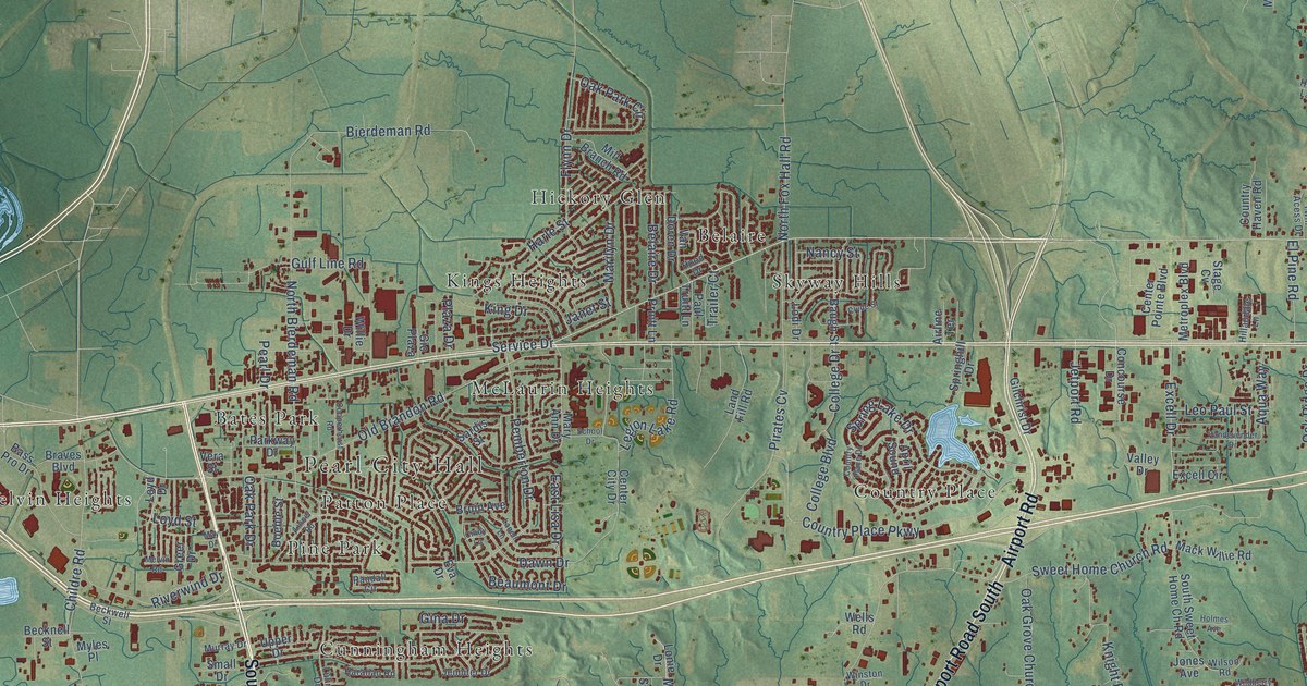 Map of Pearl, Mississippi in 2026