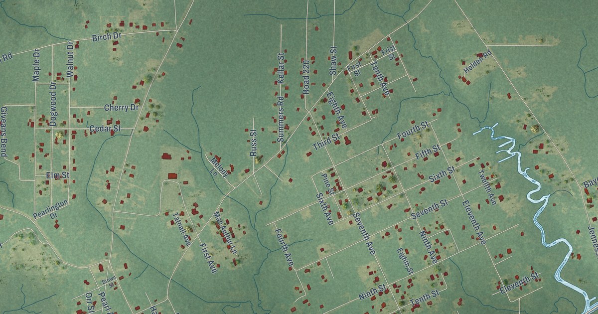 Map of Pearlington, Mississippi in 2026