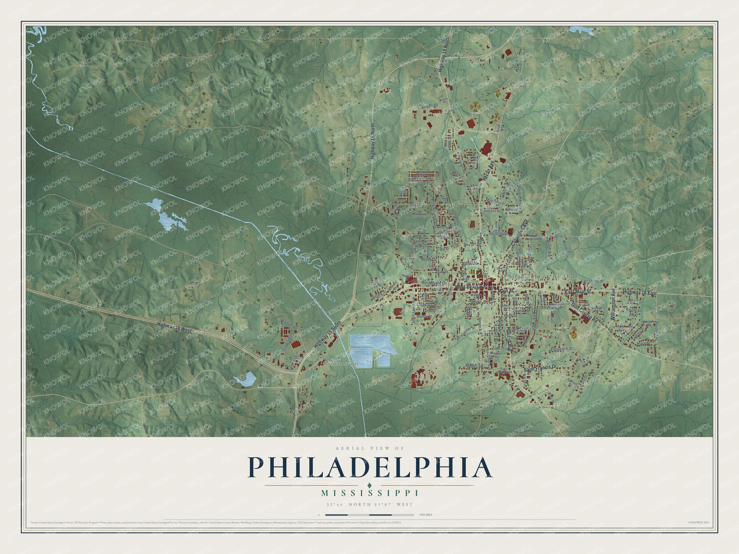 Watermarked full-map preview of Philadelphia, Mississippi