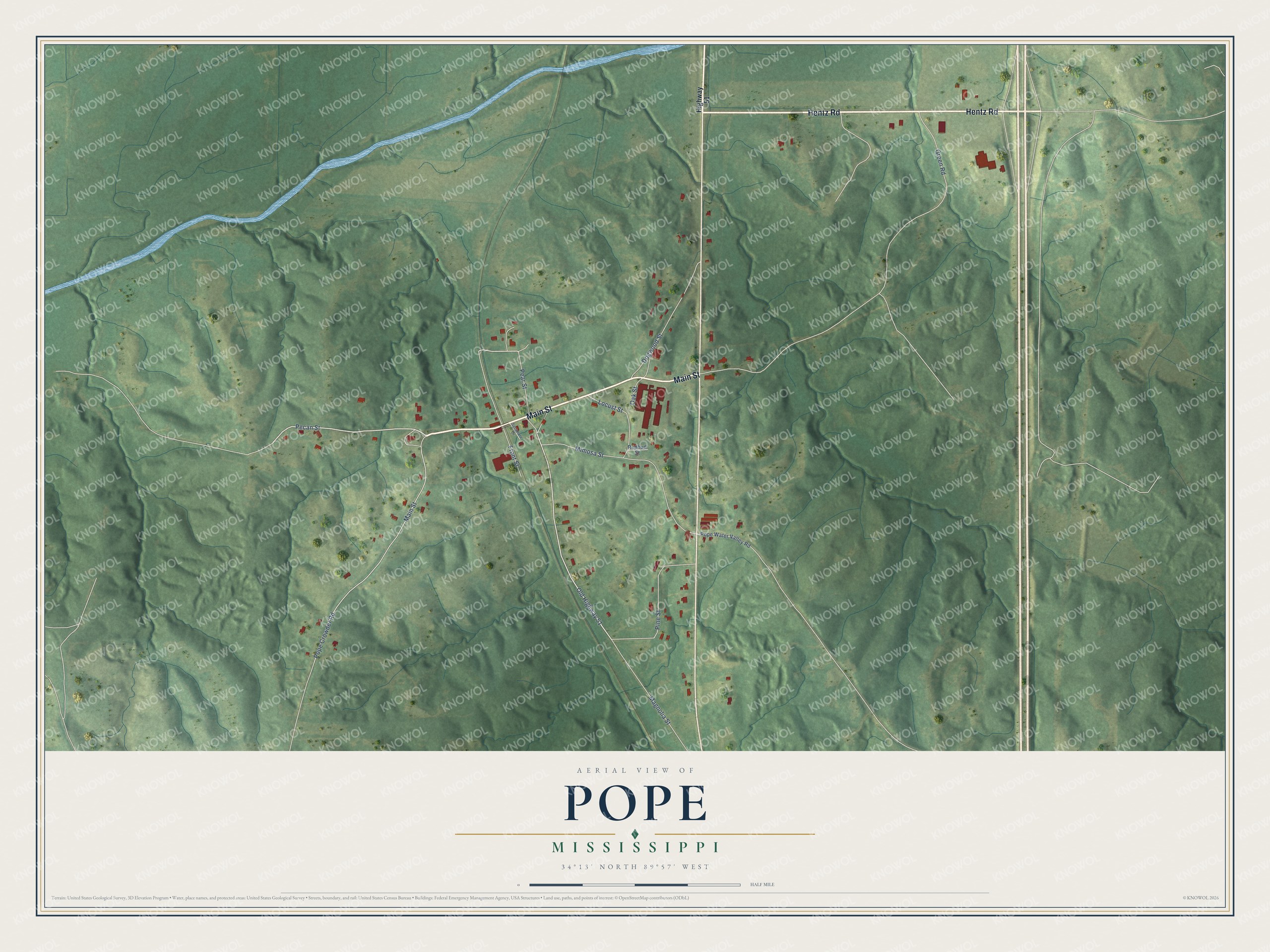 Watermarked full-map preview of Pope, Mississippi