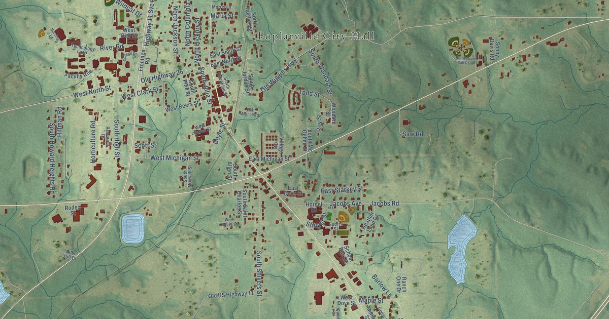 Map of Poplarville, Mississippi in 2026