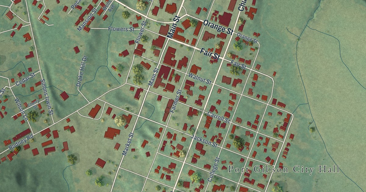 Map of Port Gibson, Mississippi in 2026