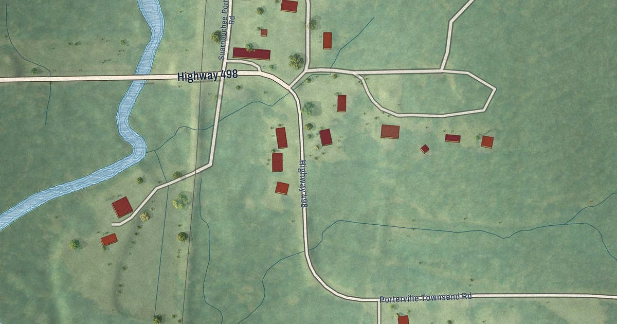 Map of Porterville, Mississippi in 2026