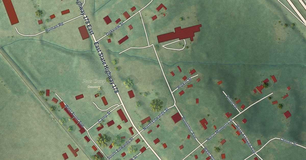 Map of Potts Camp, Mississippi in 2026