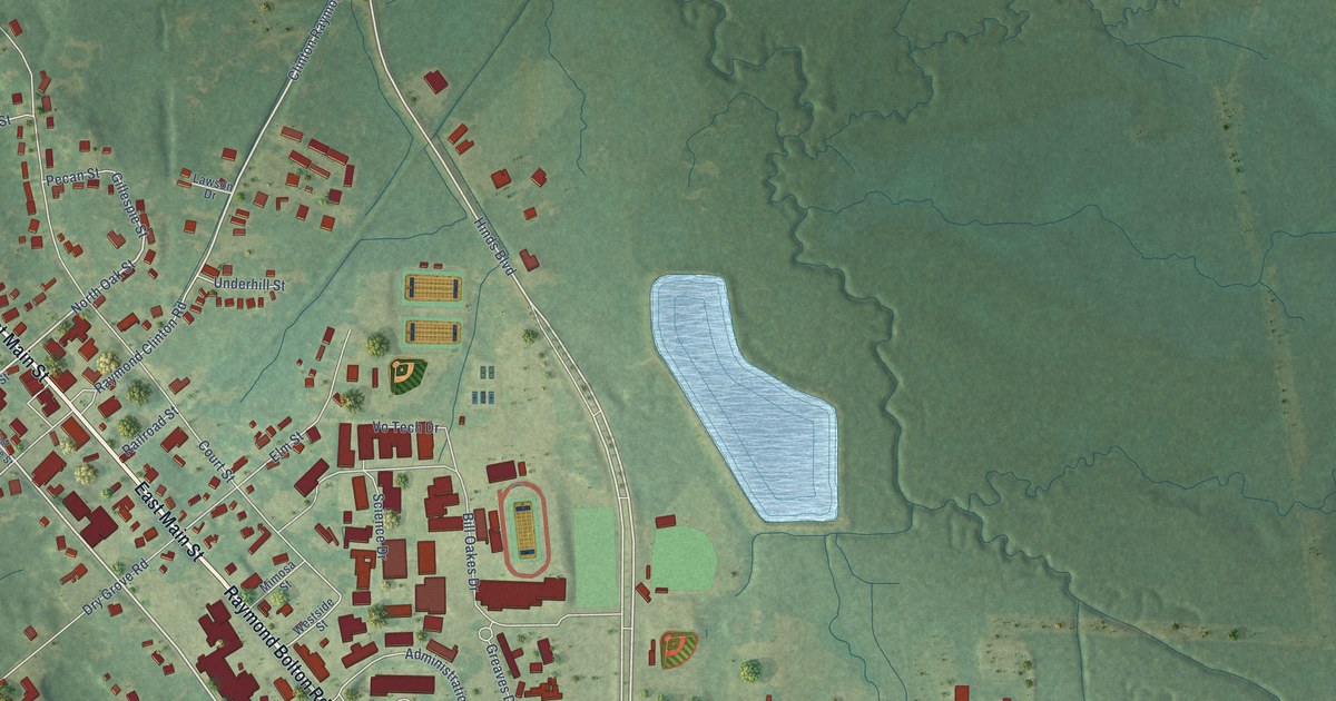 Map of Raymond, Mississippi in 2026