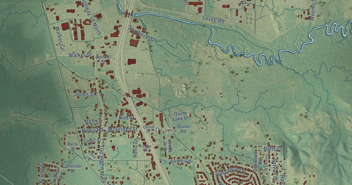 Map of Richland, Mississippi in 2026