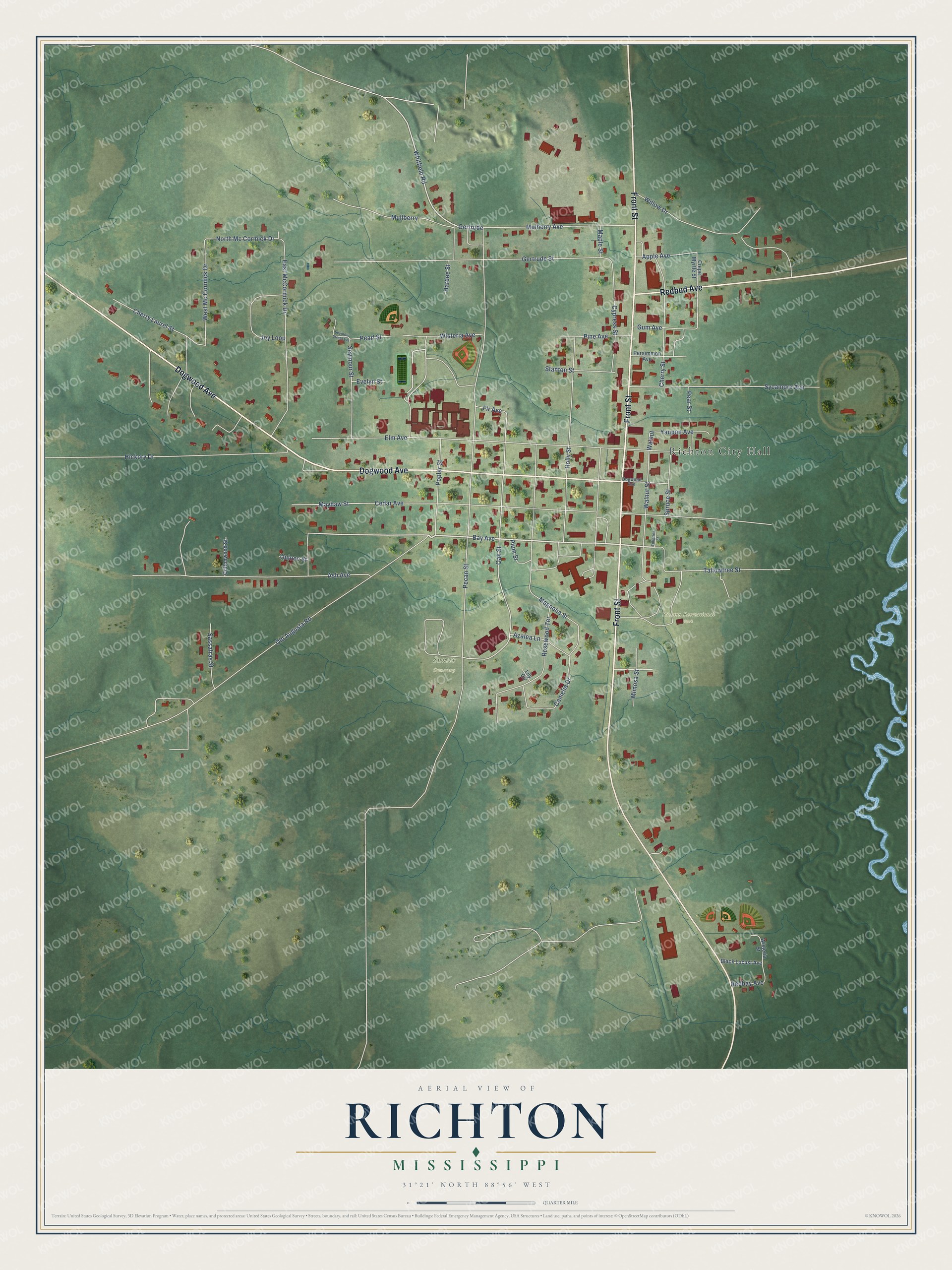 Watermarked full-map preview of Richton, Mississippi