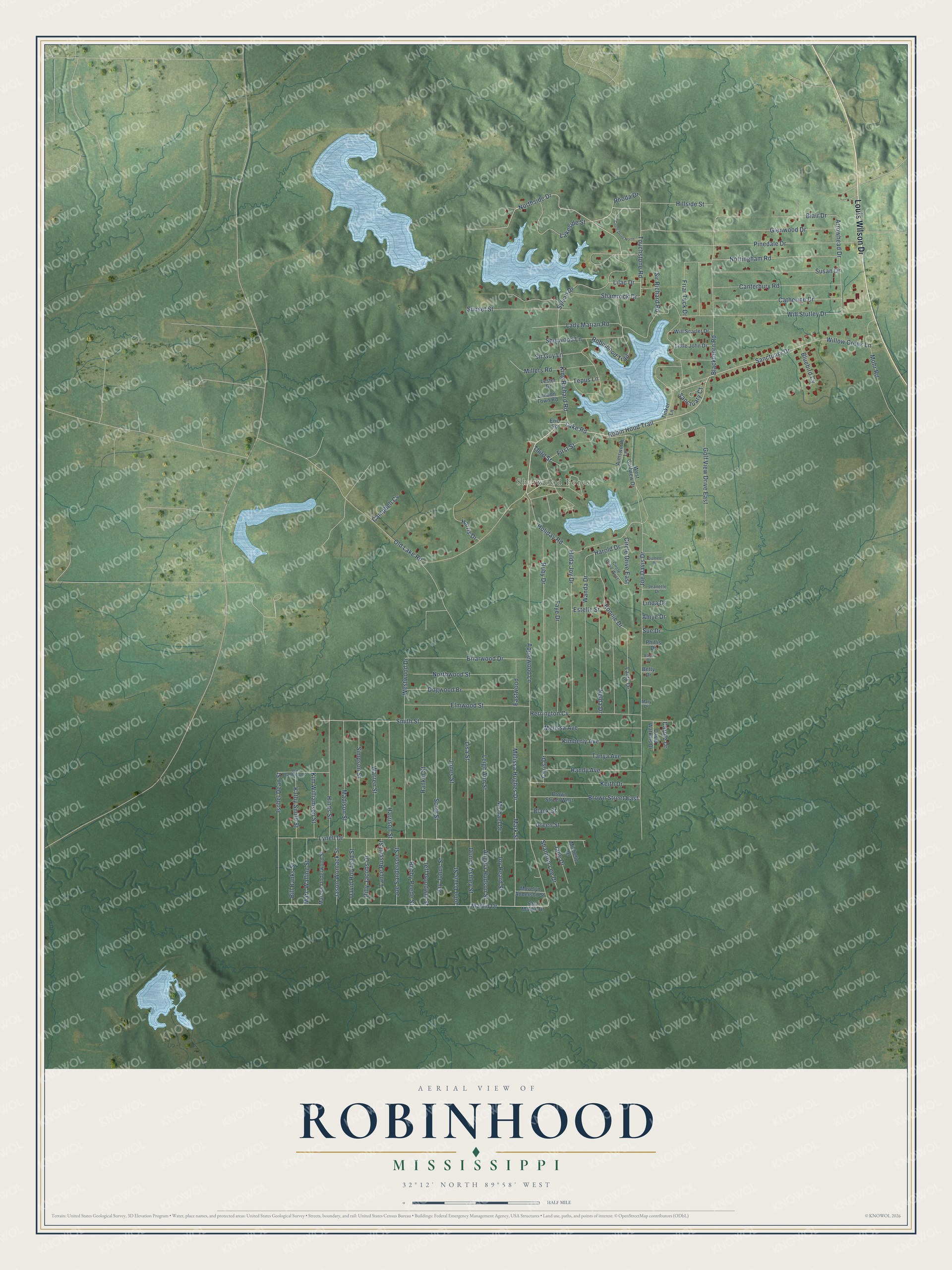 Watermarked full-map preview of Robinhood, Mississippi