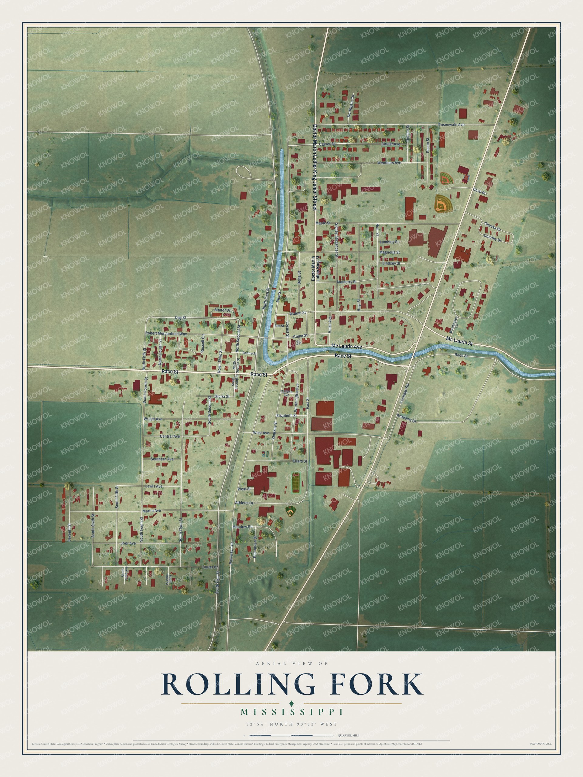 Watermarked full-map preview of Rolling Fork, Mississippi