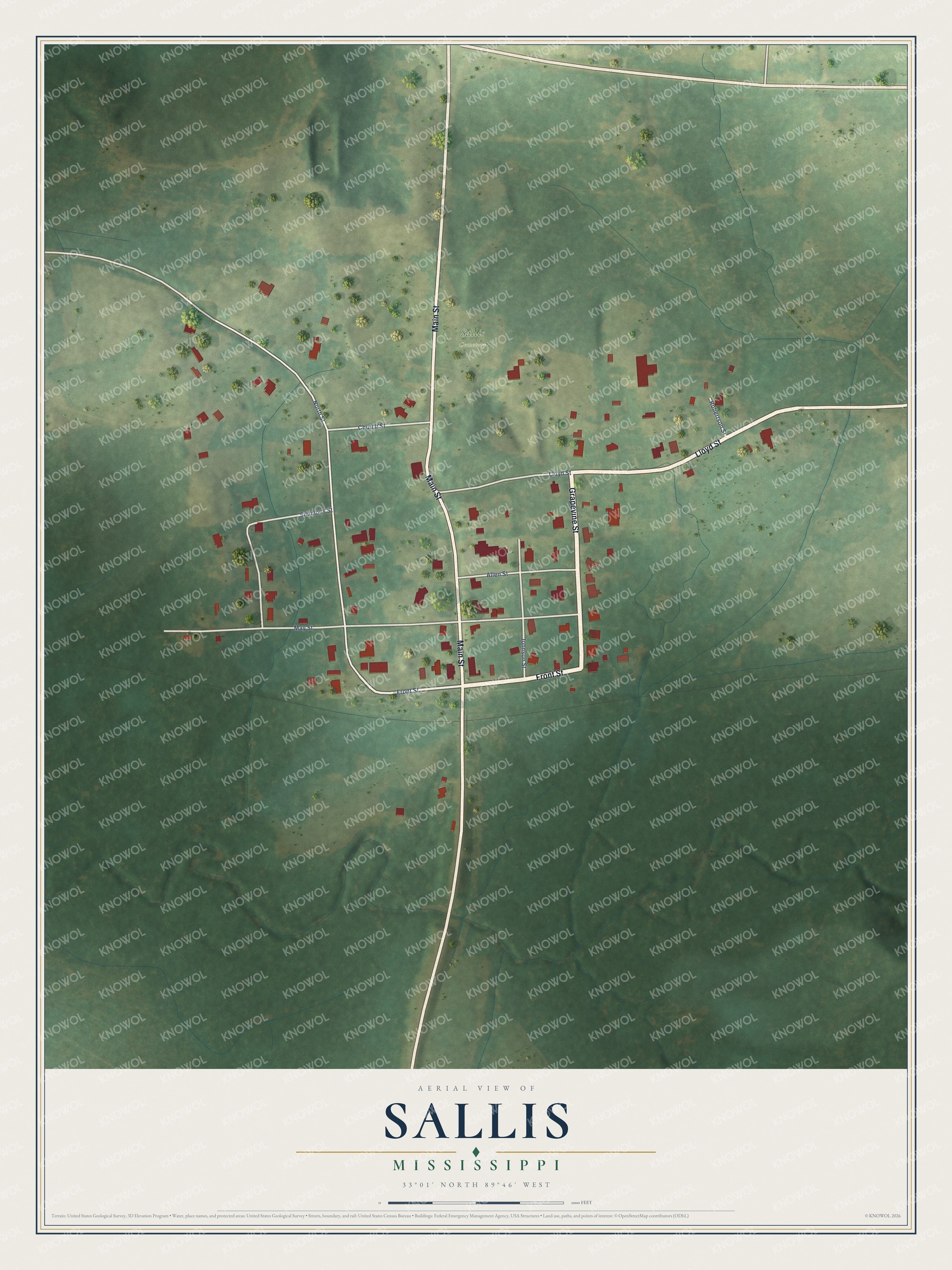 Watermarked full-map preview of Sallis, Mississippi