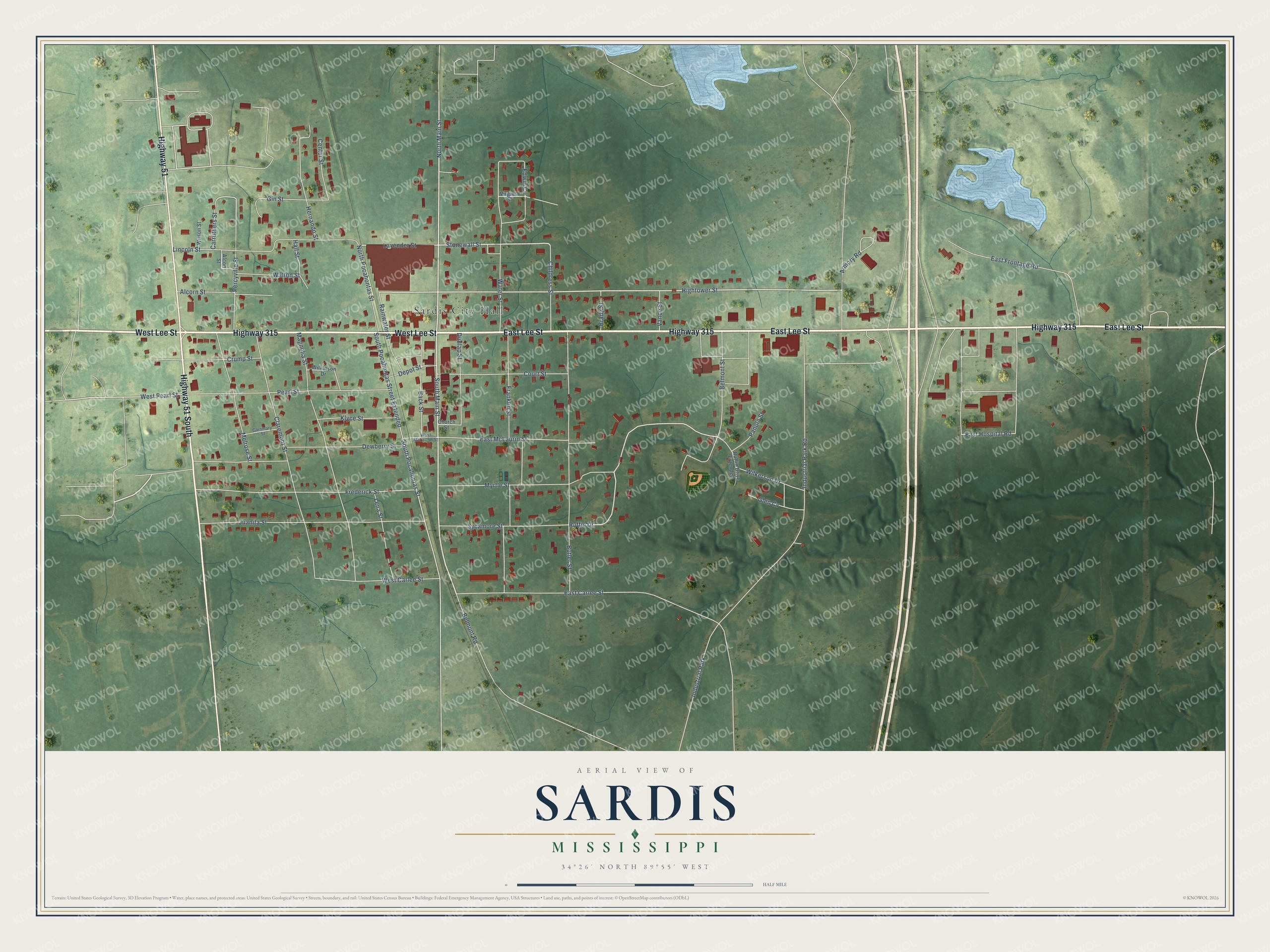 Watermarked full-map preview of Sardis, Mississippi