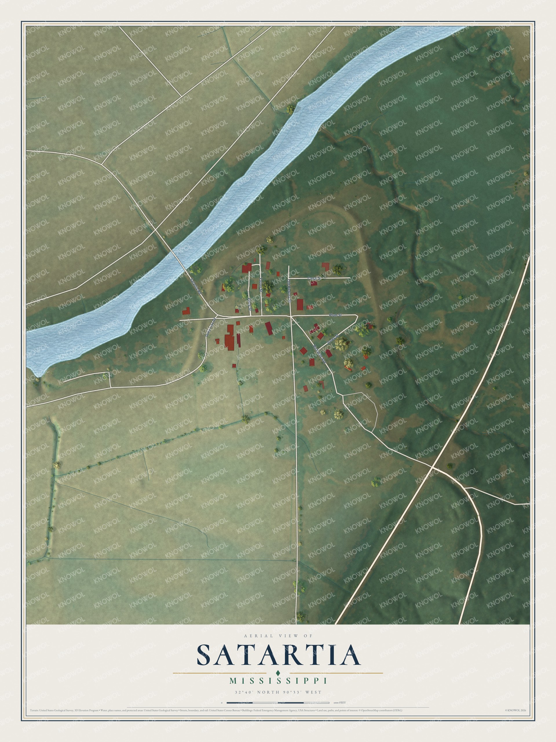 Watermarked full-map preview of Satartia, Mississippi