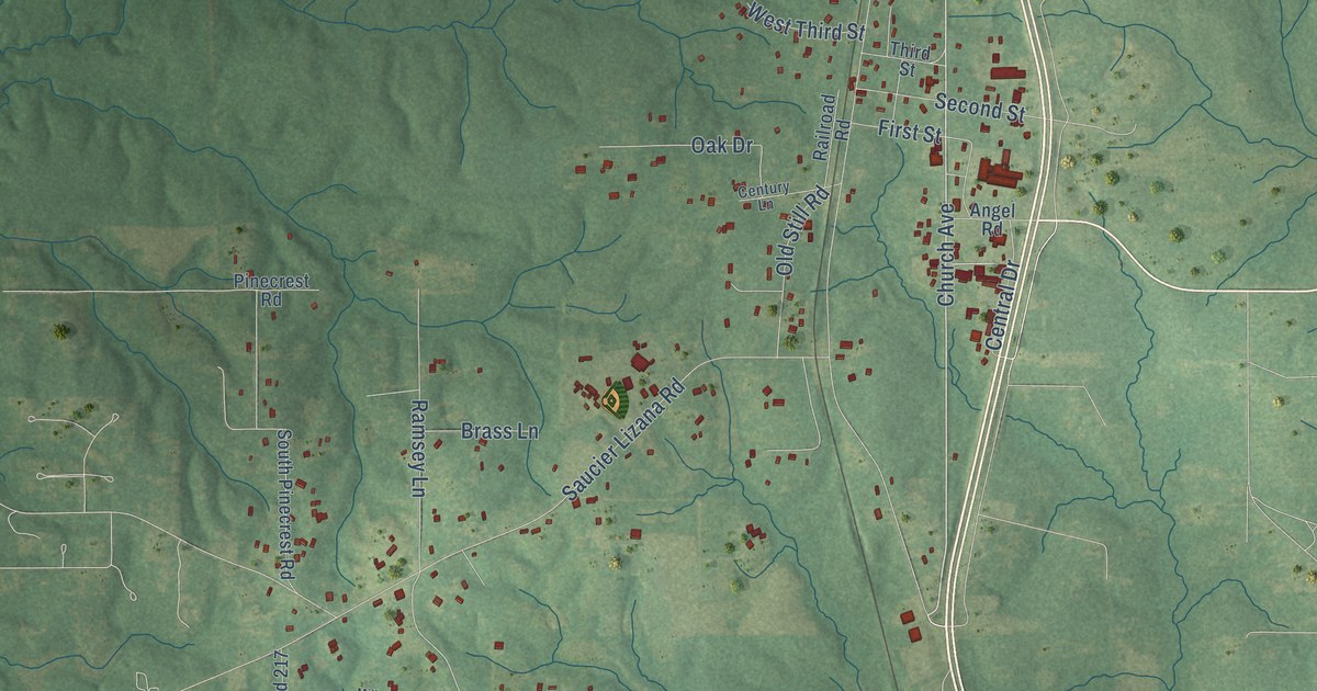 Map of Saucier, Mississippi in 2026