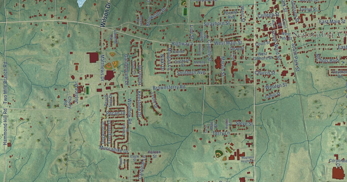 Map of Senatobia, Mississippi in 2026