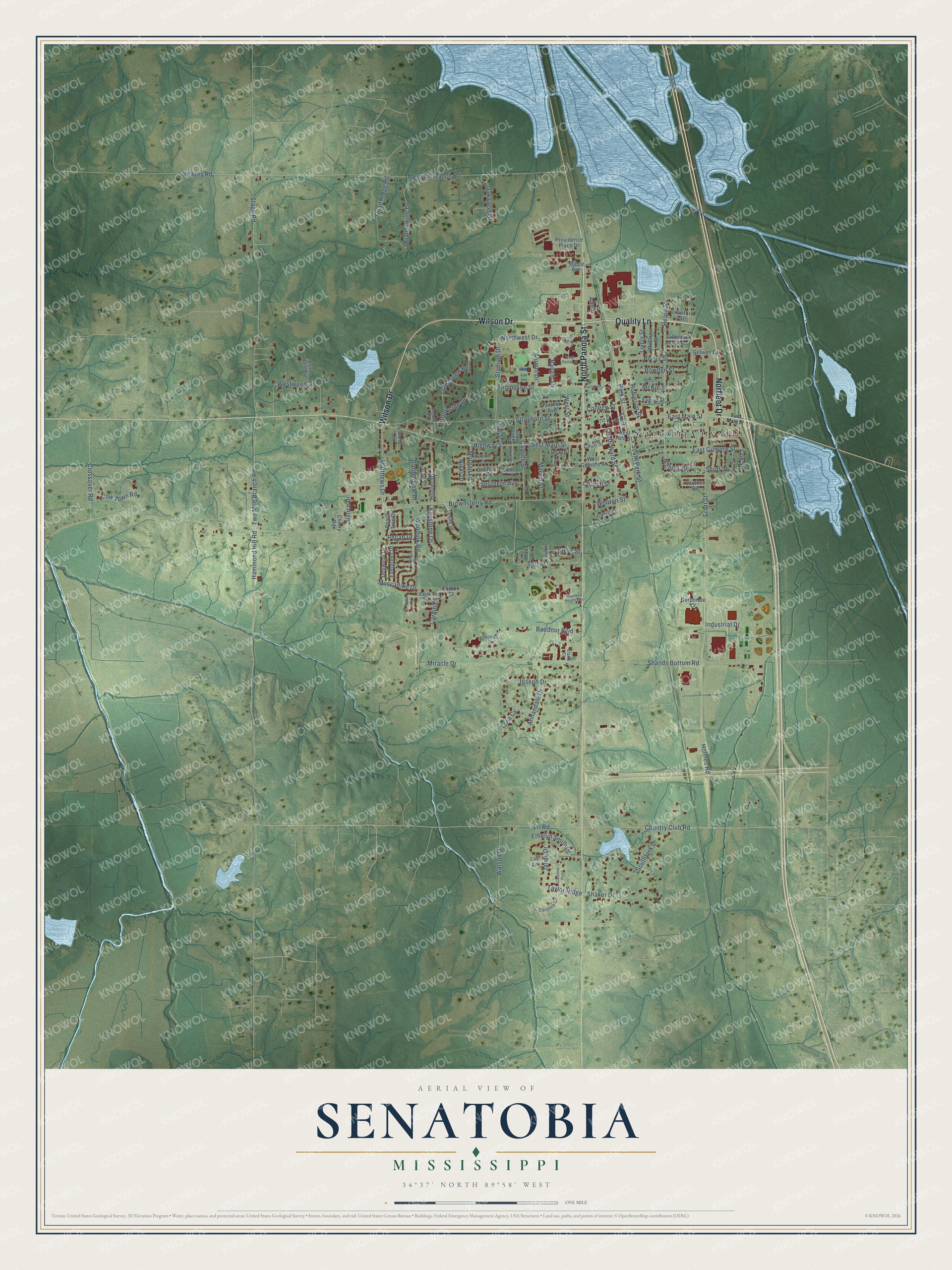 Watermarked full-map preview of Senatobia, Mississippi