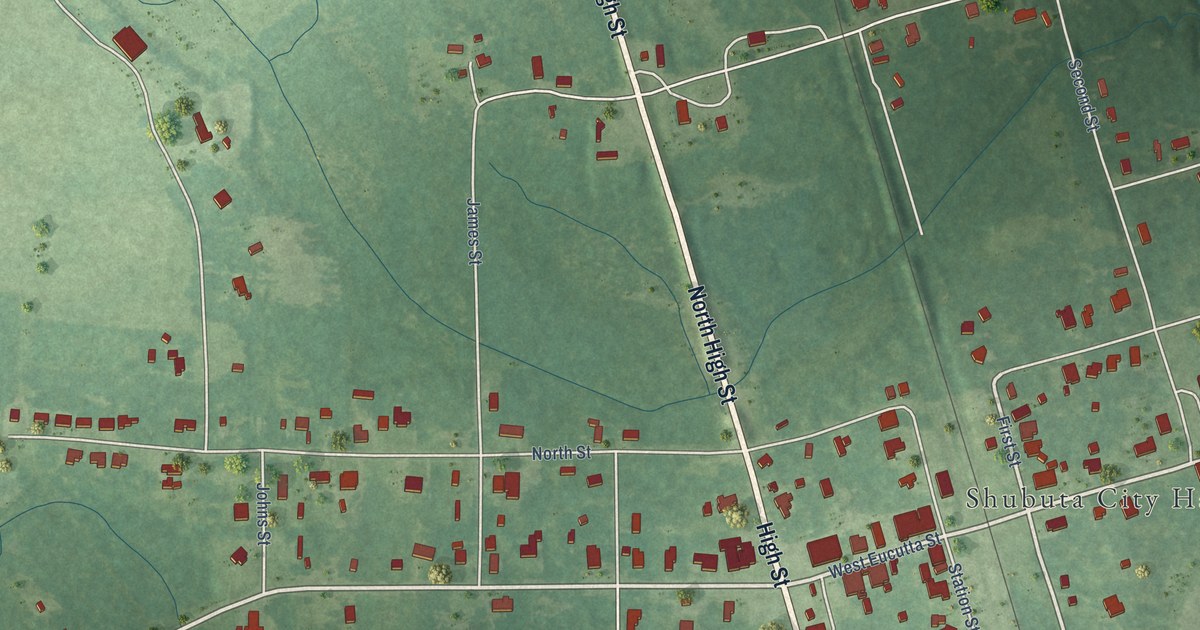 Map of Shubuta, Mississippi in 2026