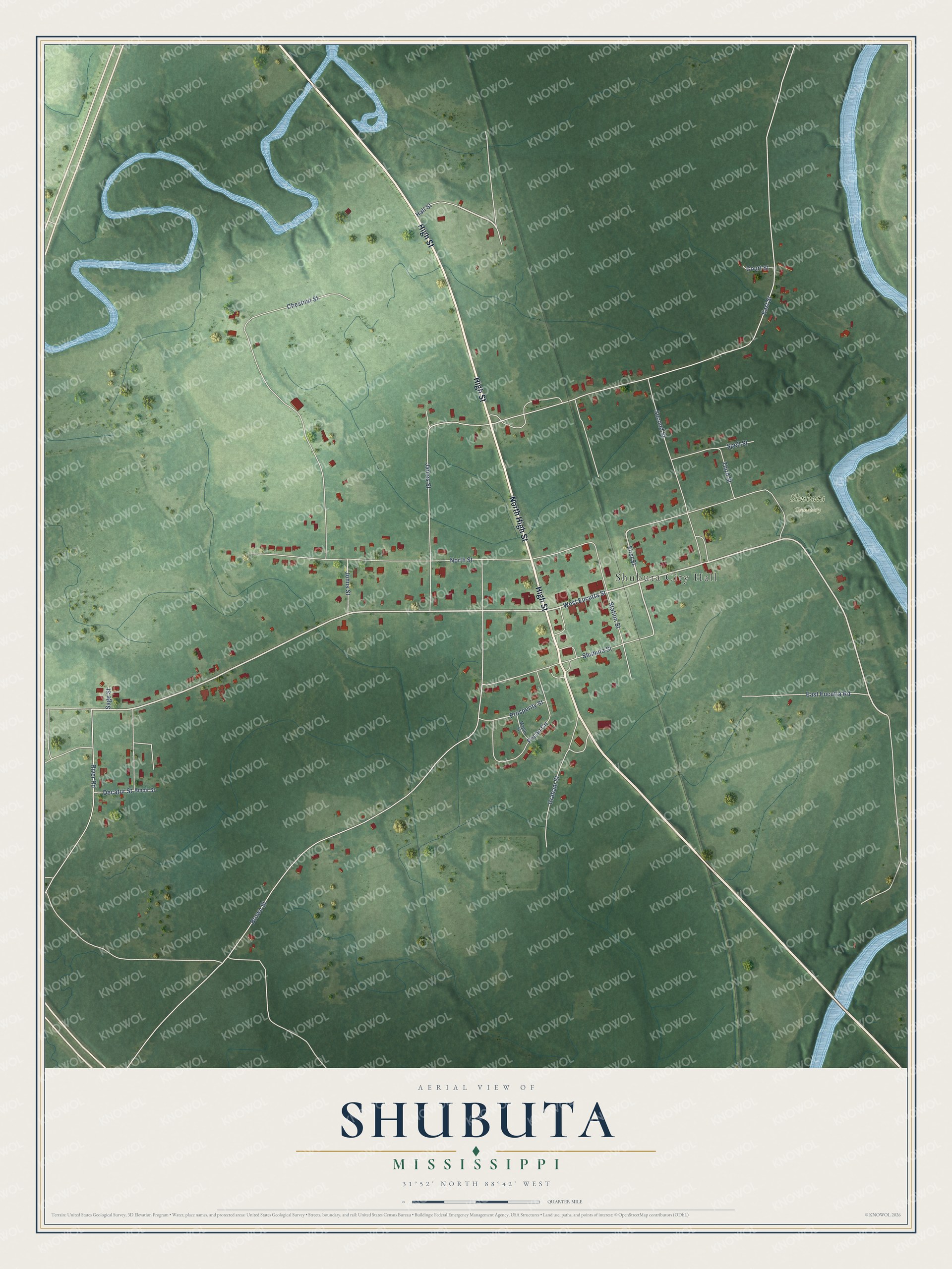 Watermarked full-map preview of Shubuta, Mississippi