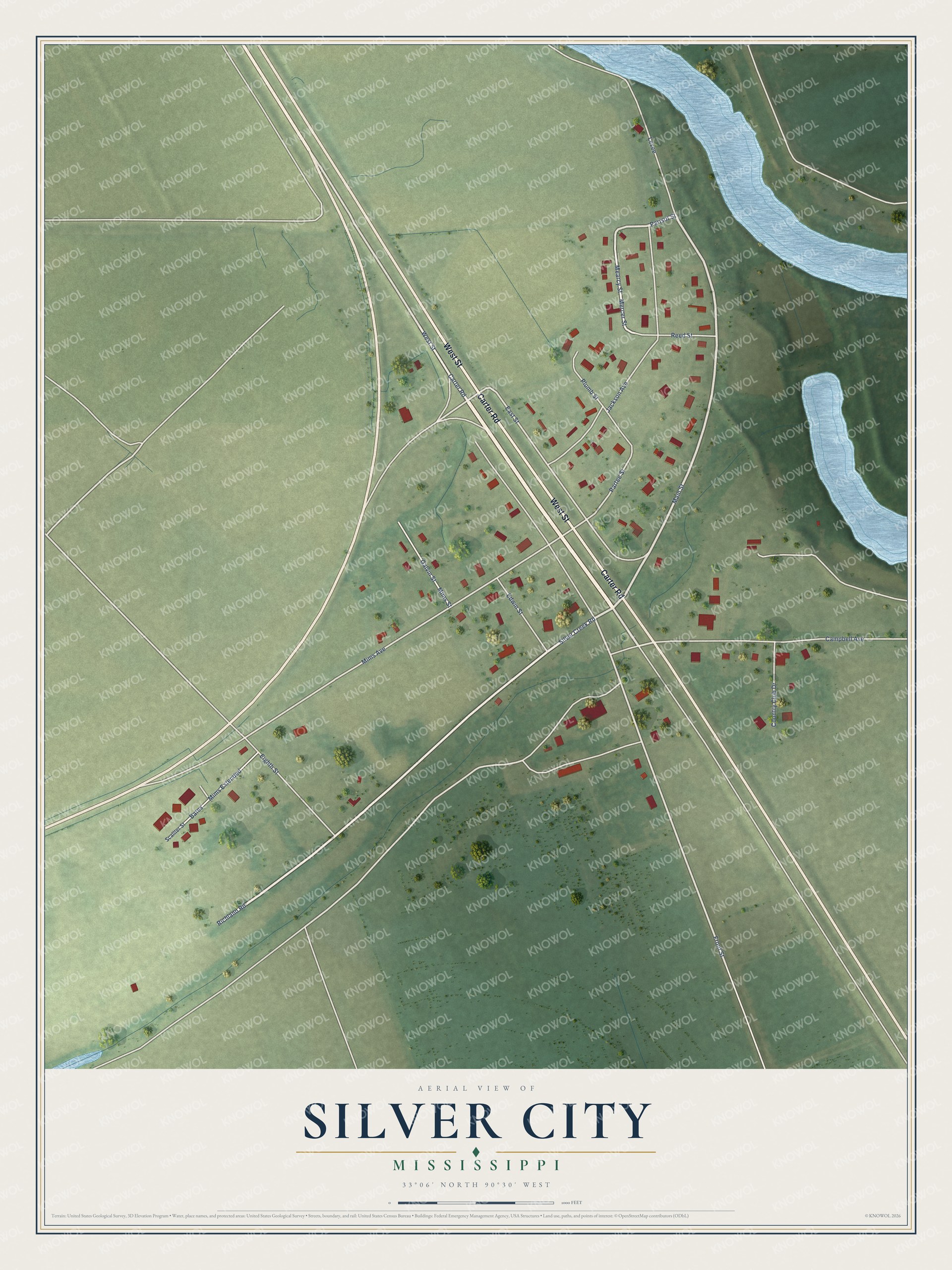 Watermarked full-map preview of Silver City, Mississippi