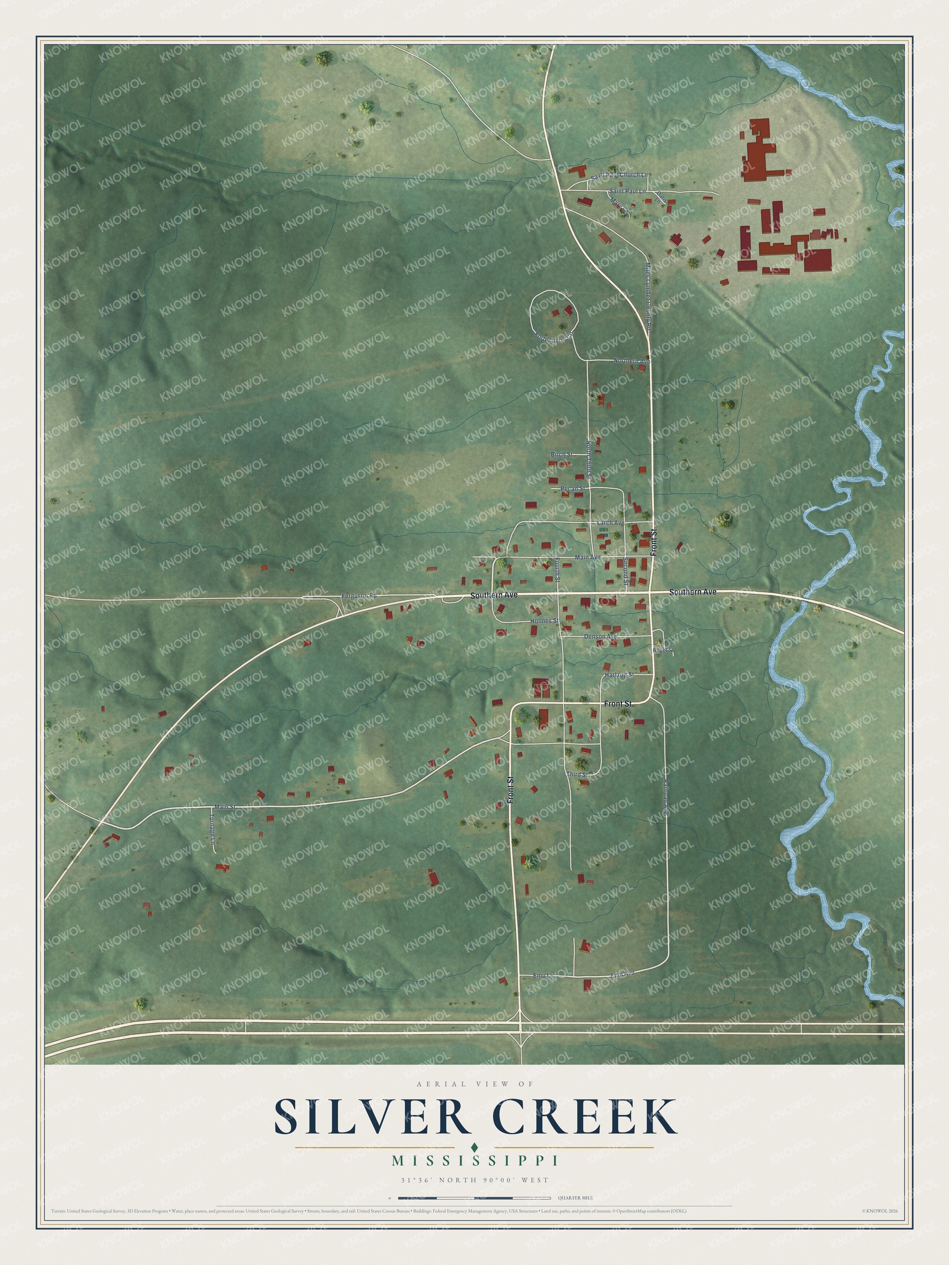 Watermarked full-map preview of Silver Creek, Mississippi