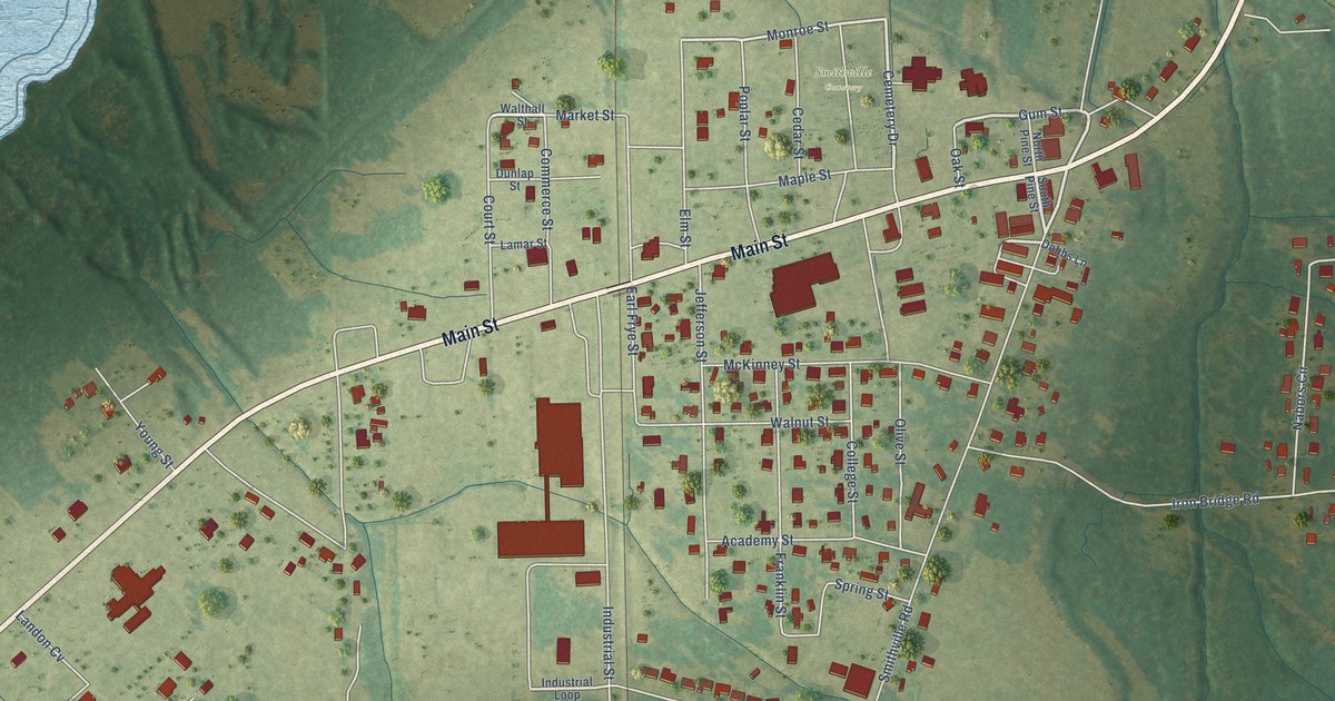 Map of Smithville, Mississippi in 2026