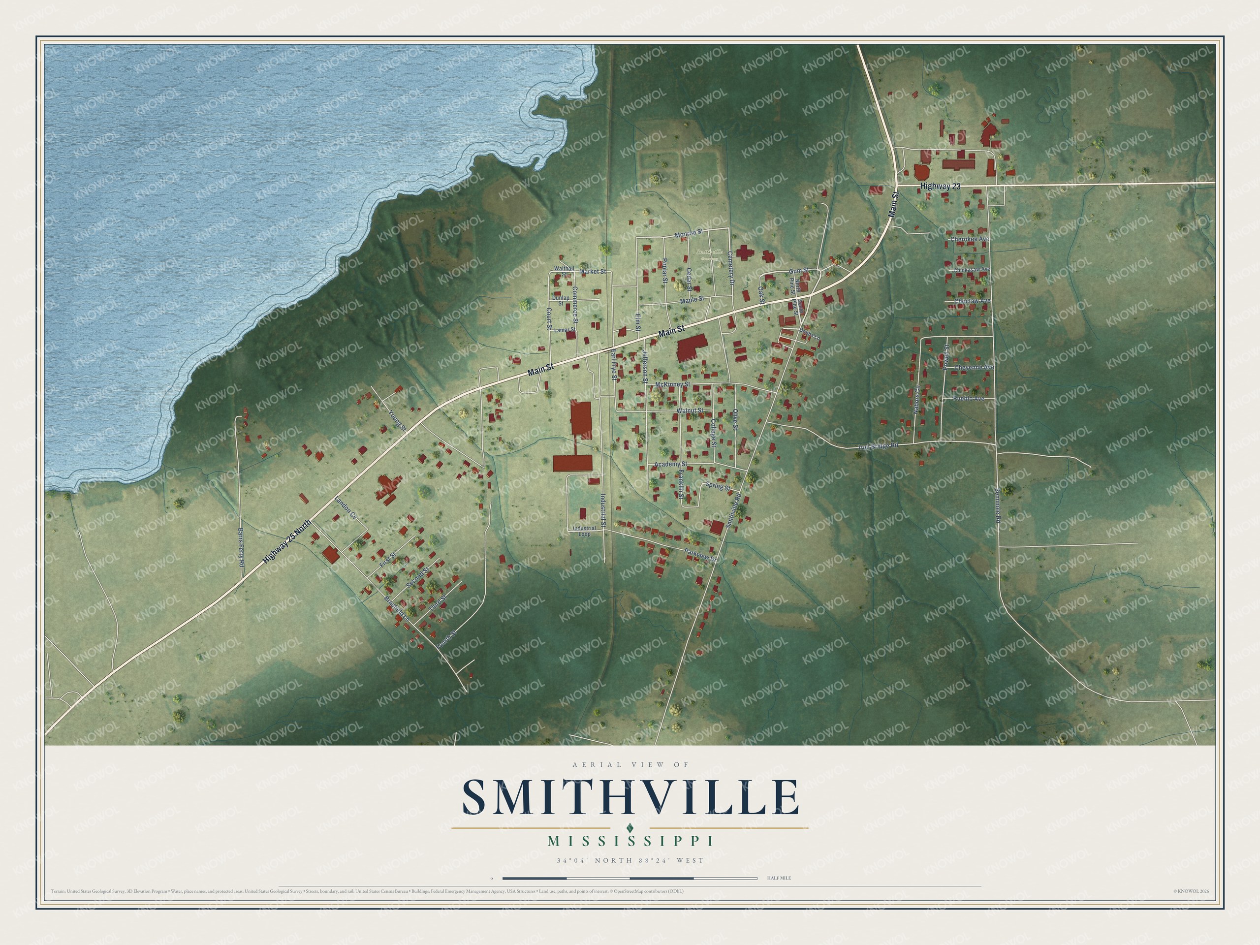 Watermarked full-map preview of Smithville, Mississippi
