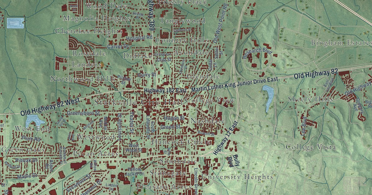 Map of Starkville, Mississippi in 2026