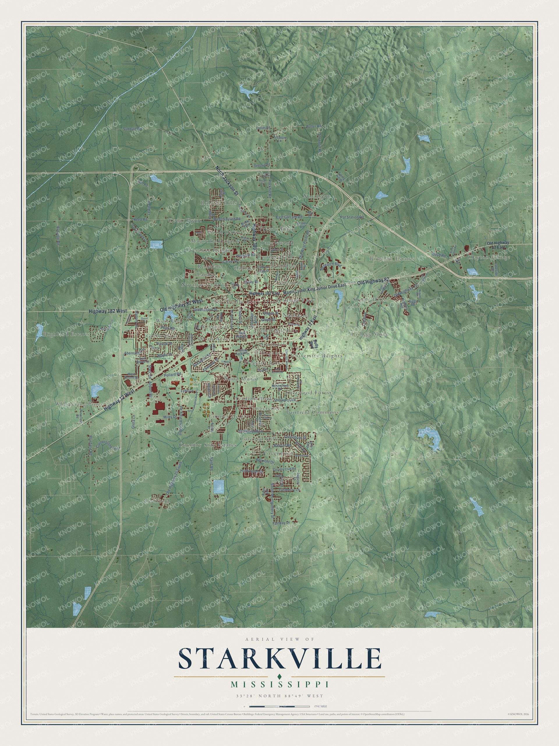 Watermarked full-map preview of Starkville, Mississippi