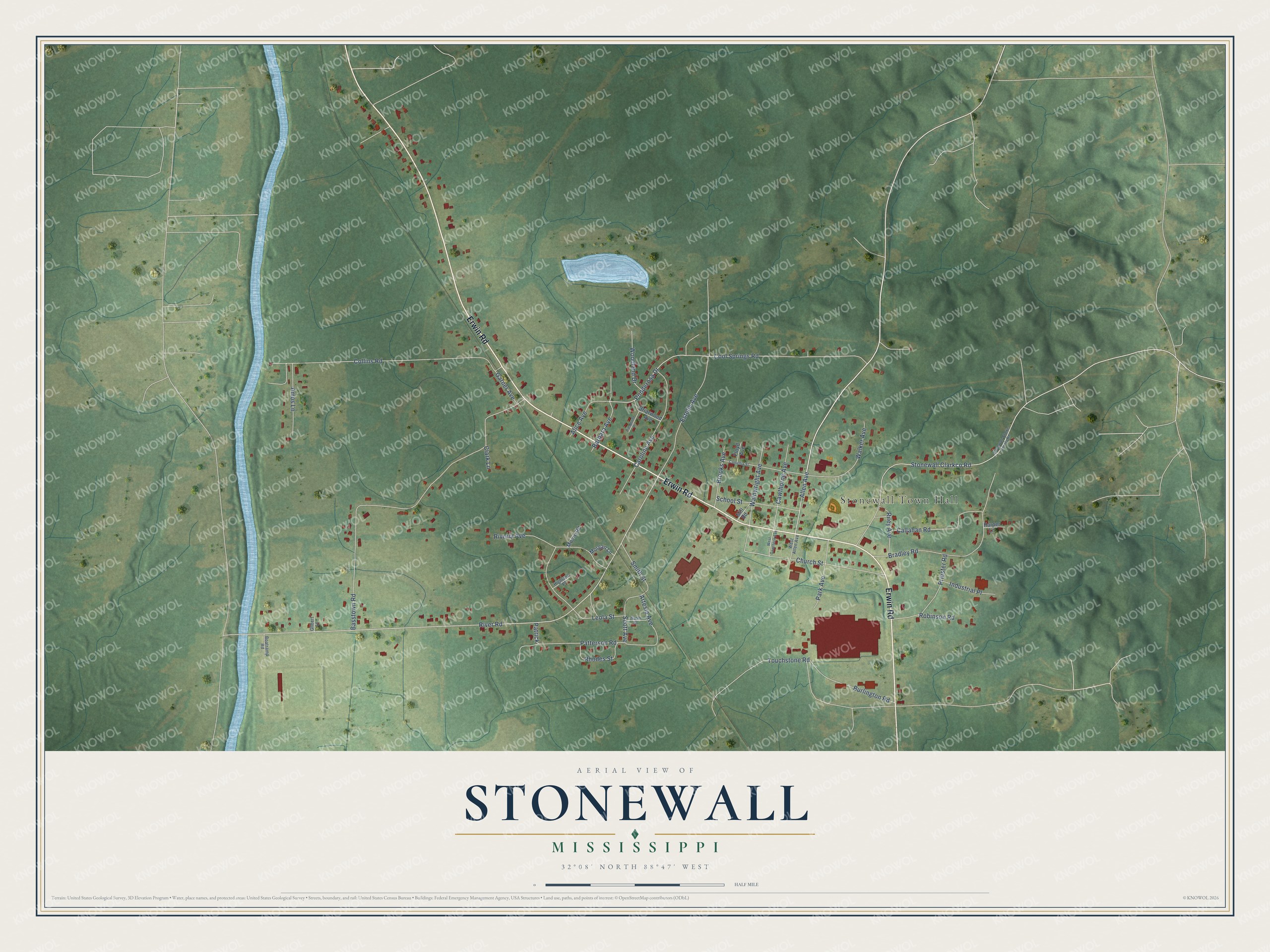 Watermarked full-map preview of Stonewall, Mississippi