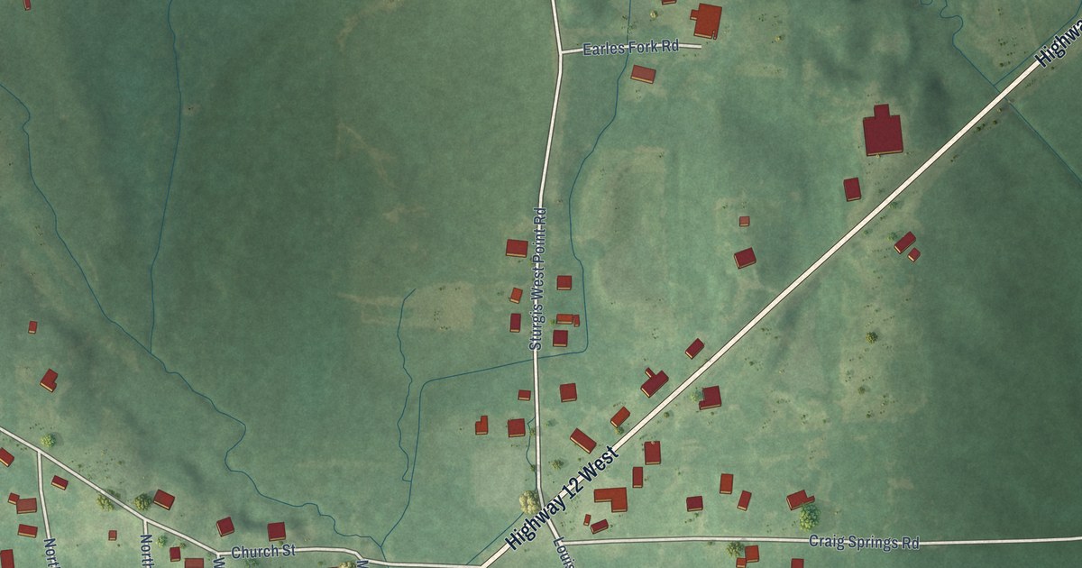 Map of Sturgis, Mississippi in 2026