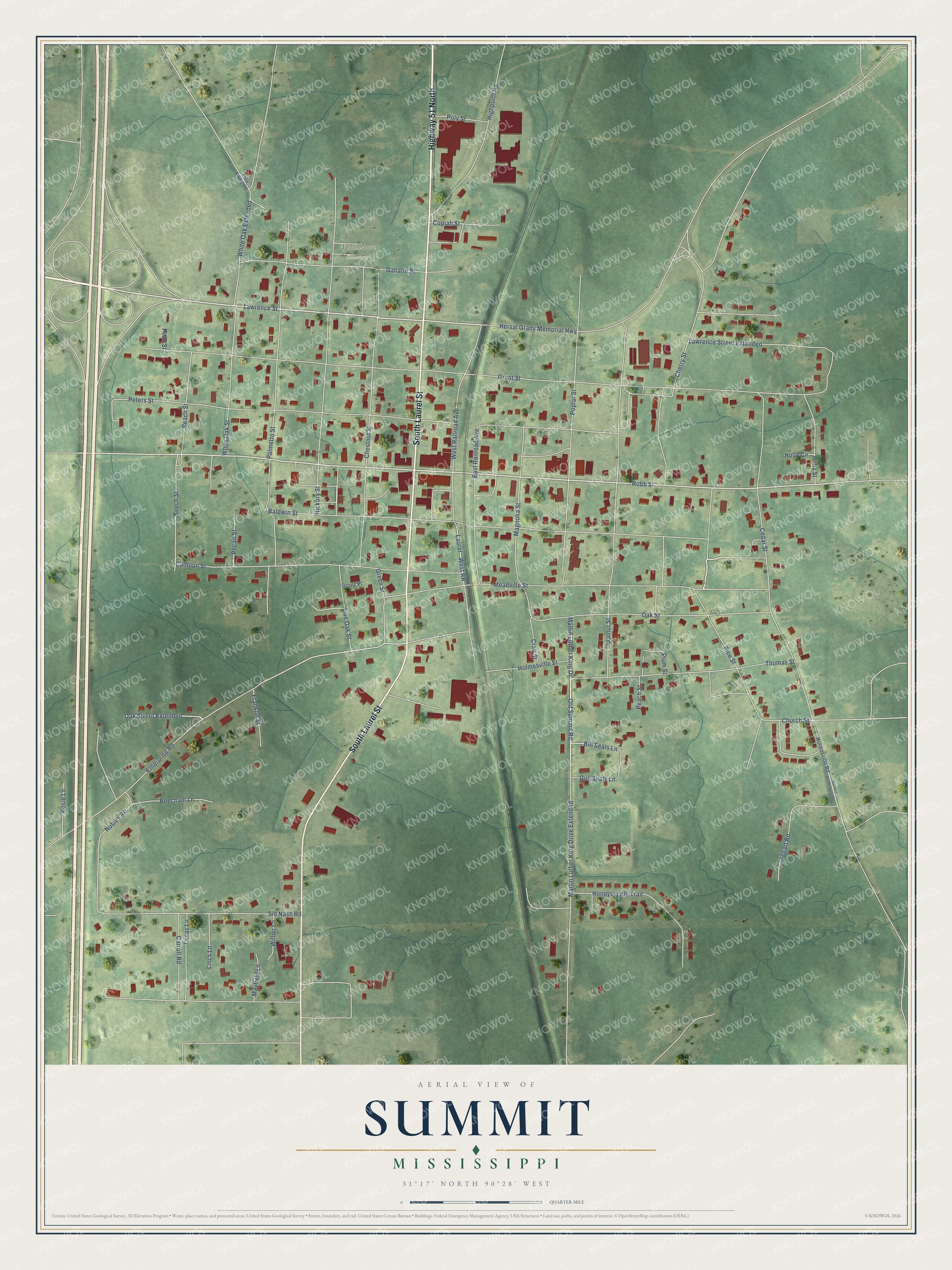 Watermarked full-map preview of Summit, Mississippi